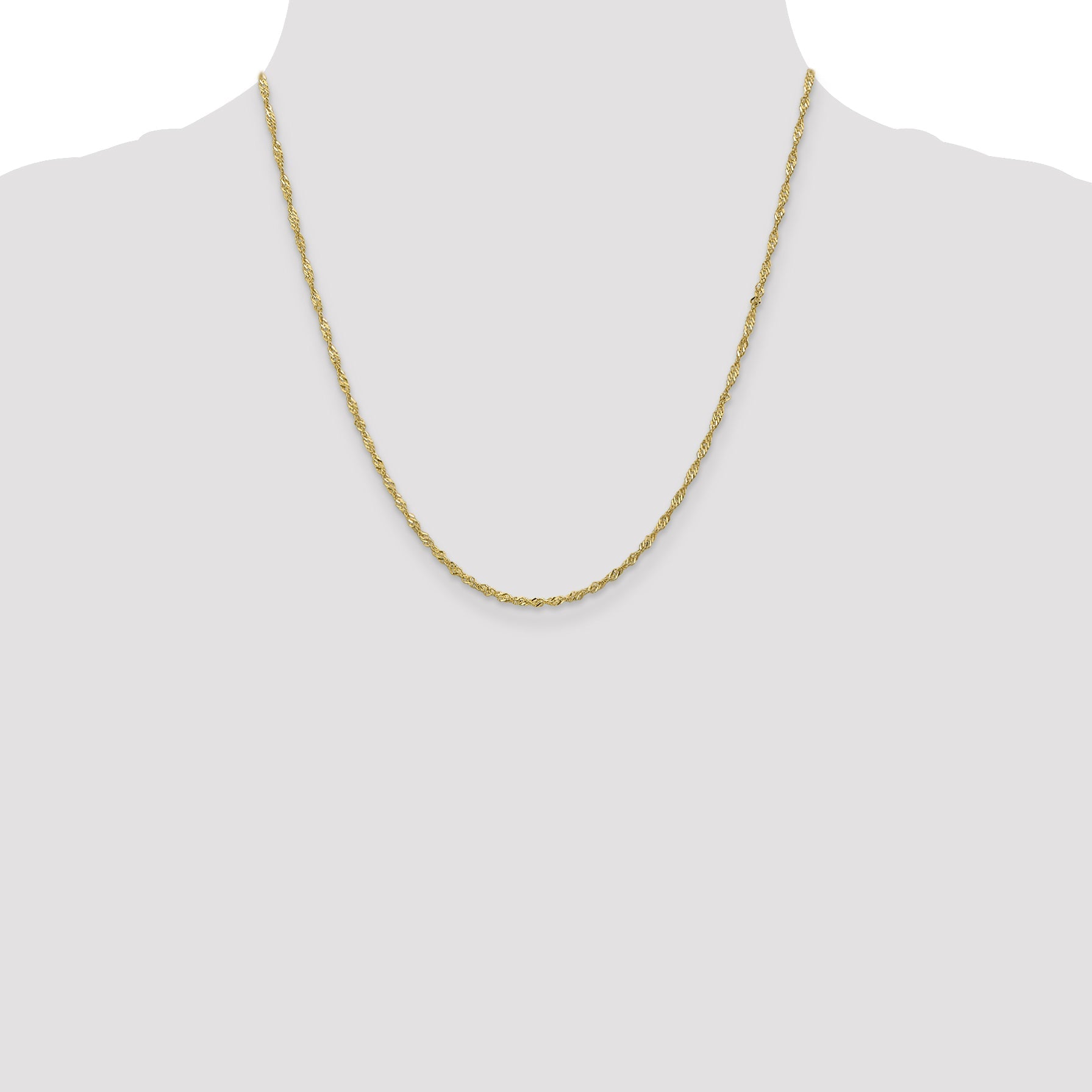 20 Inch 10K 1.7 mm Singapore Chain Necklace