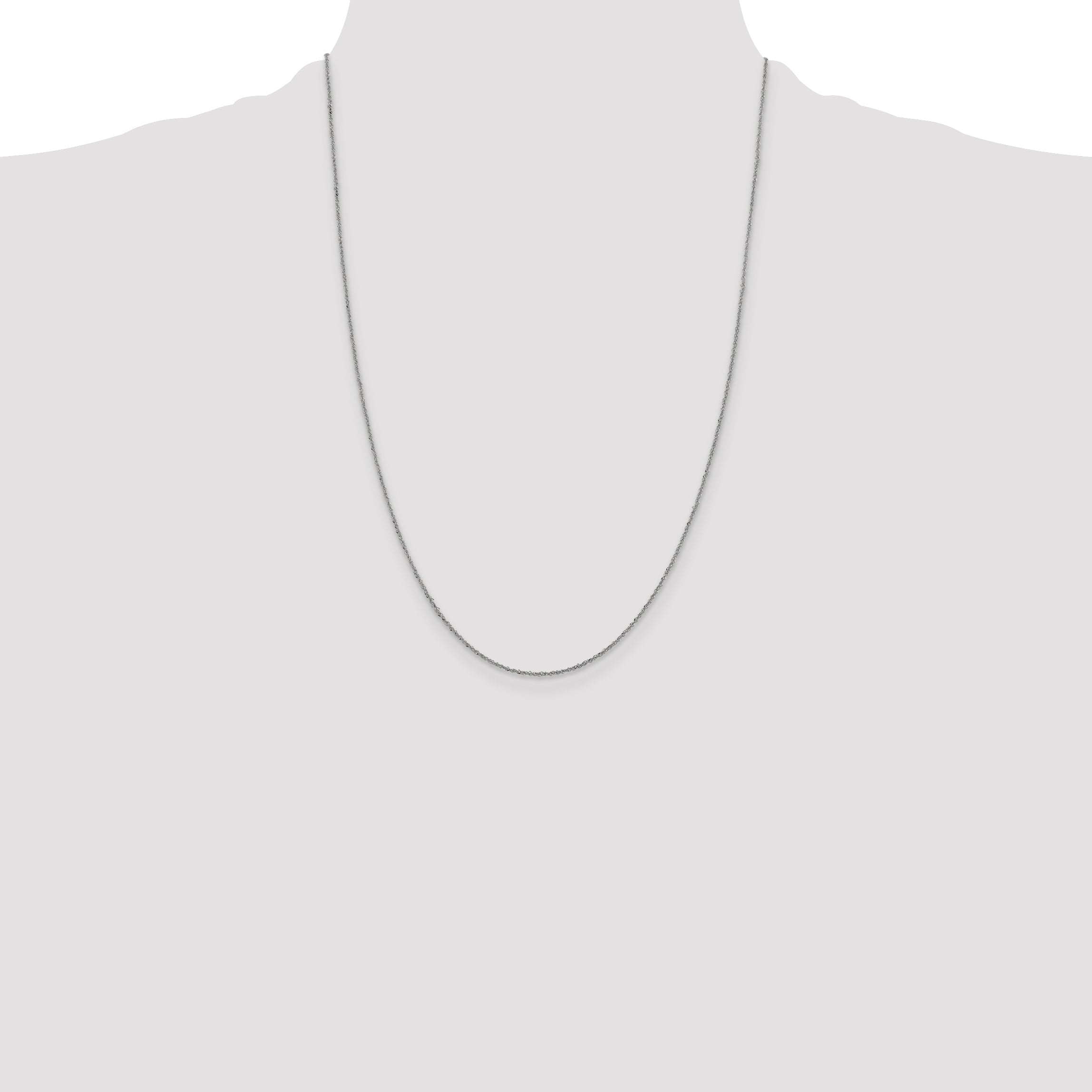 24 Inch 10K White Gold 1mm Sparkle Singapore Chain Necklace