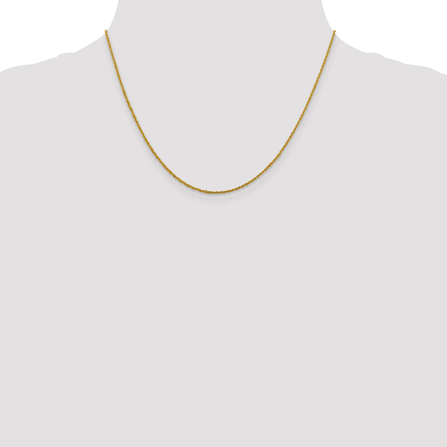 18 Inch 10K Yellow Gold 1.3mm Sparkle Singapore Chain Necklace