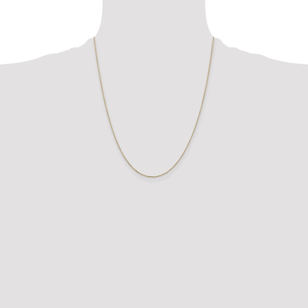 22 Inch 10K Yellow Gold .8mm D/C Cable With Lobster Clasp Chain Necklace