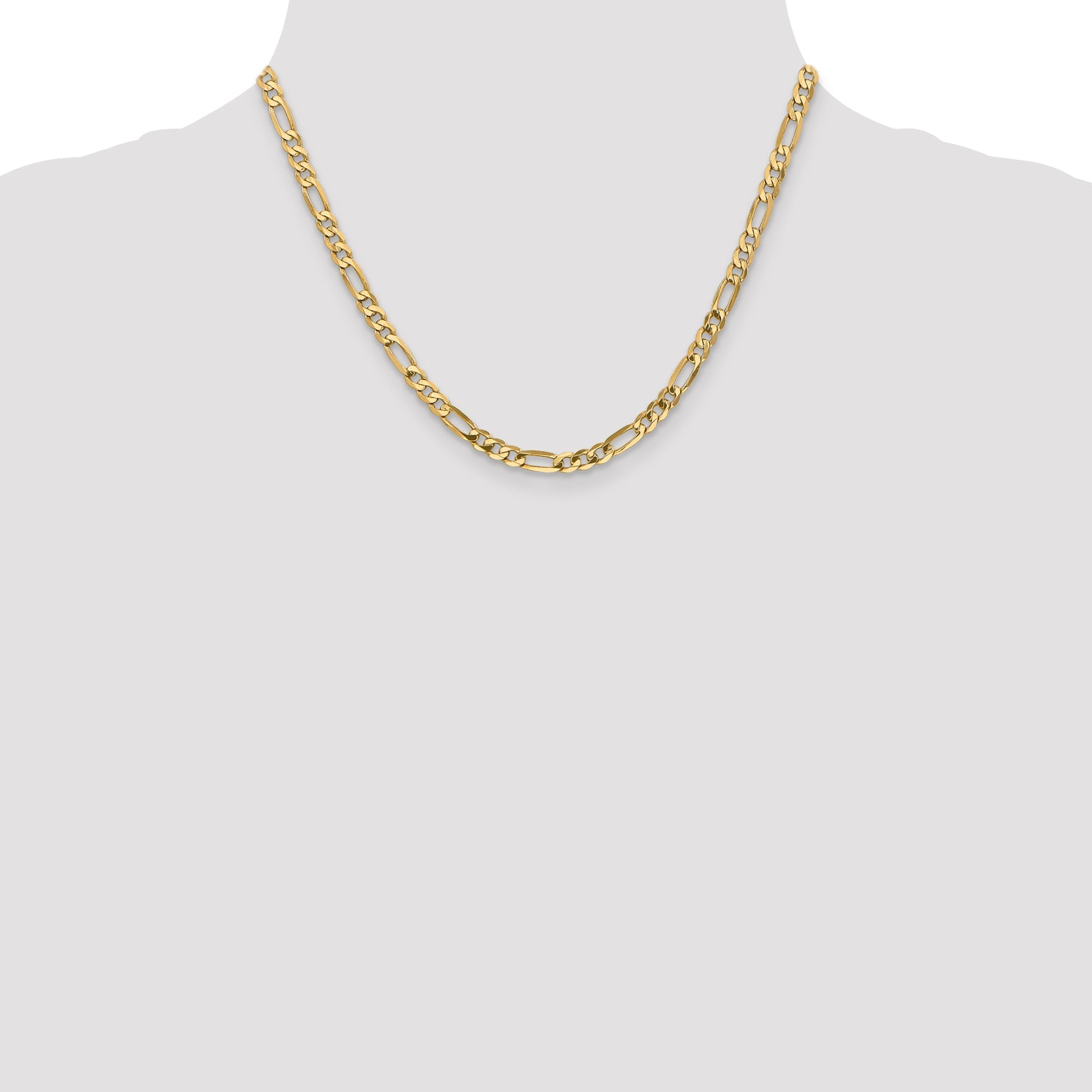 18 Inch 10K Yellow Gold 4.75mm Flat Figaro Chain Necklace