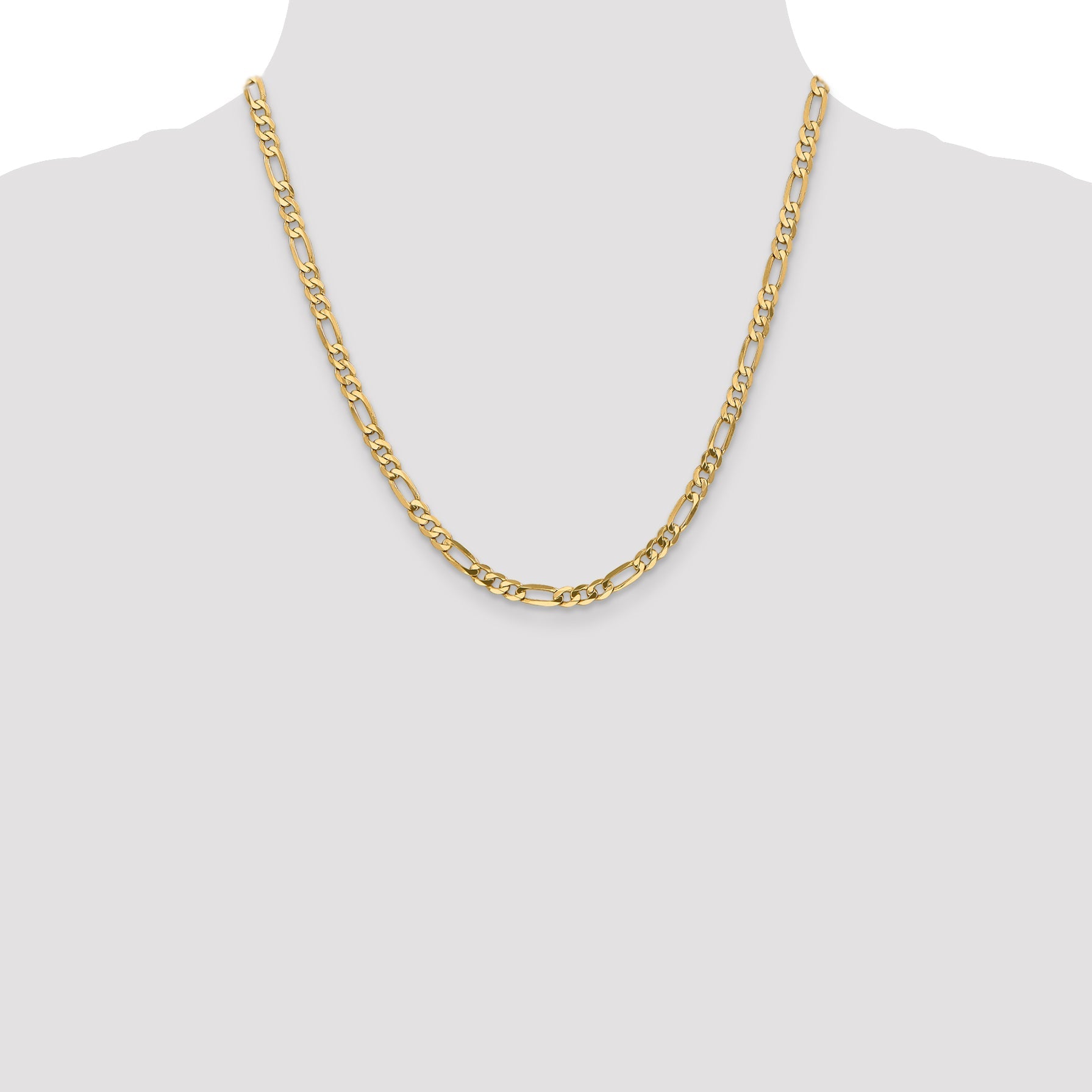 2 Inch 10K Yellow Gold 4.75mm Flat Figaro Chain Necklace