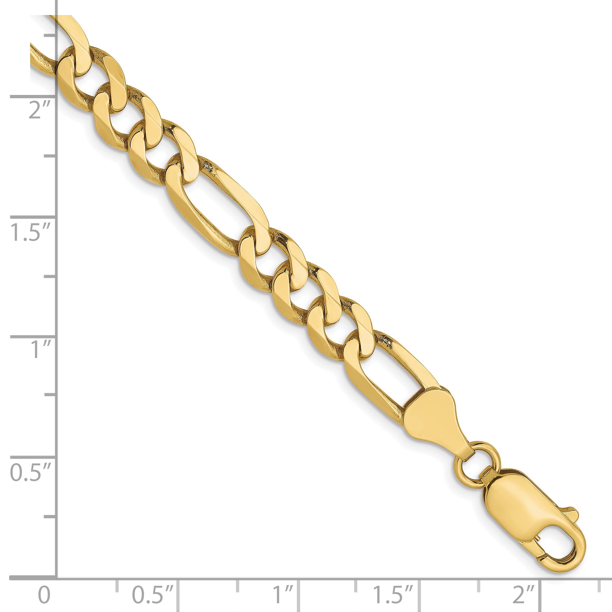 7 Inch 10K Yellow Gold 6.25mm Flat Figaro Chain Bracelet