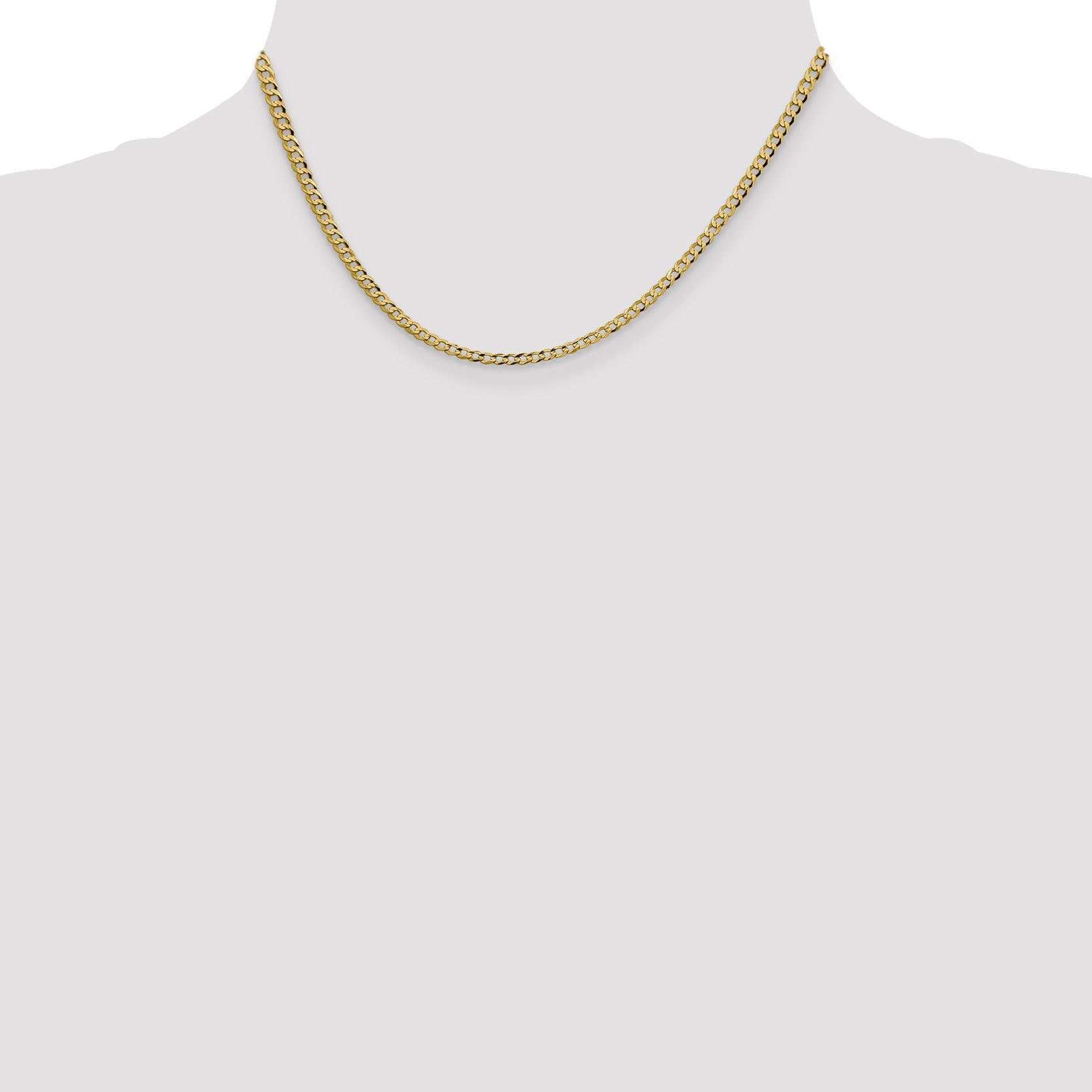 16 Inch 10K Yellow Gold 3.1mm Lightweight Flat Cuban Chain Necklace