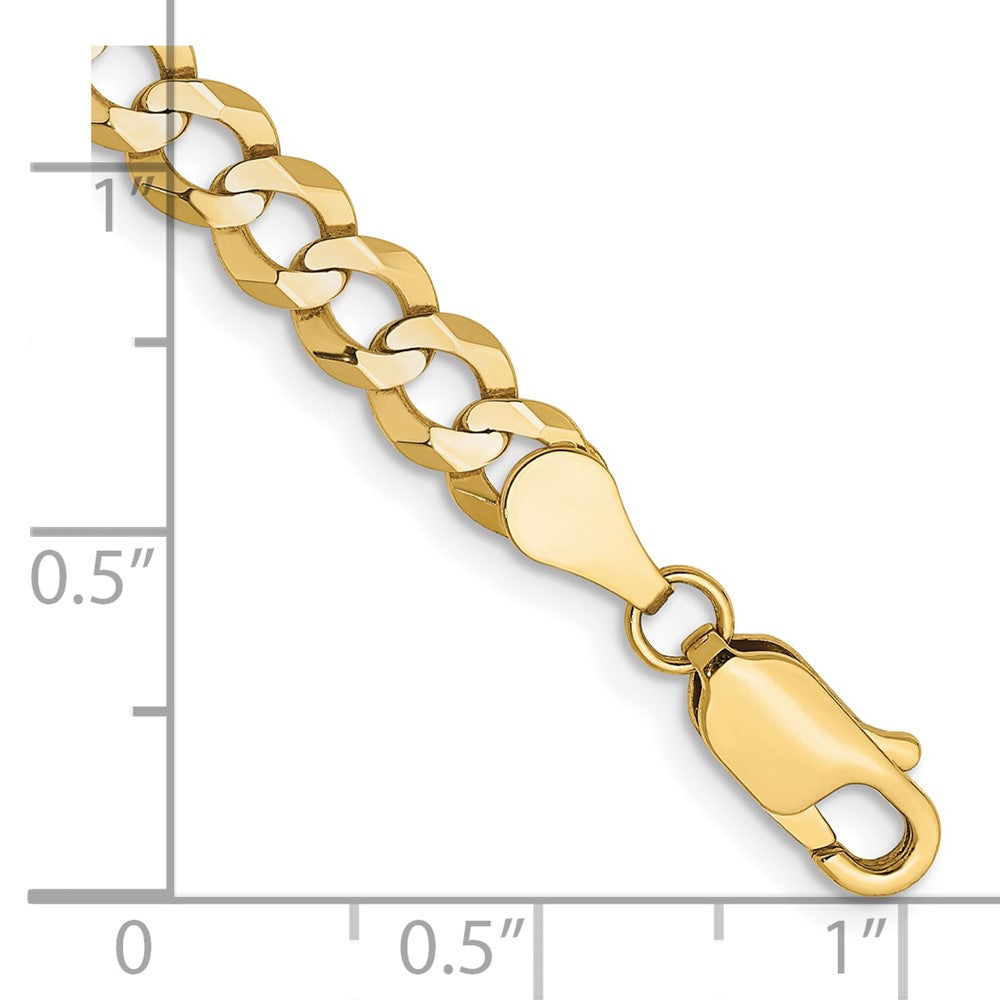 7 Inch 10K Yellow Gold 4.7mm Lightweight Flat Cuban Chain Bracelet