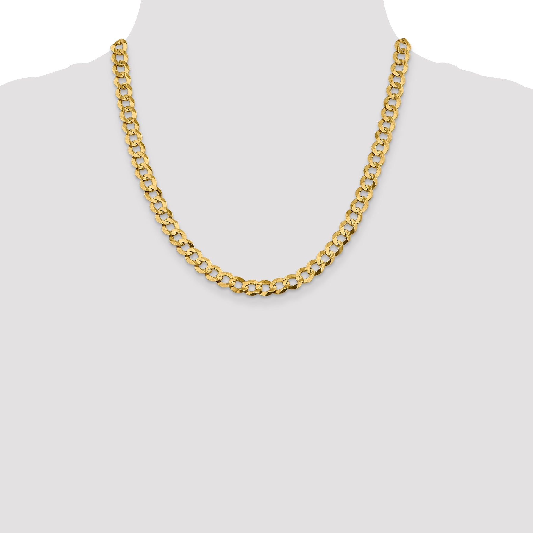 2 Inch 10K Yellow Gold 8.3mm Lightweight Flat Cuban Chain Necklace