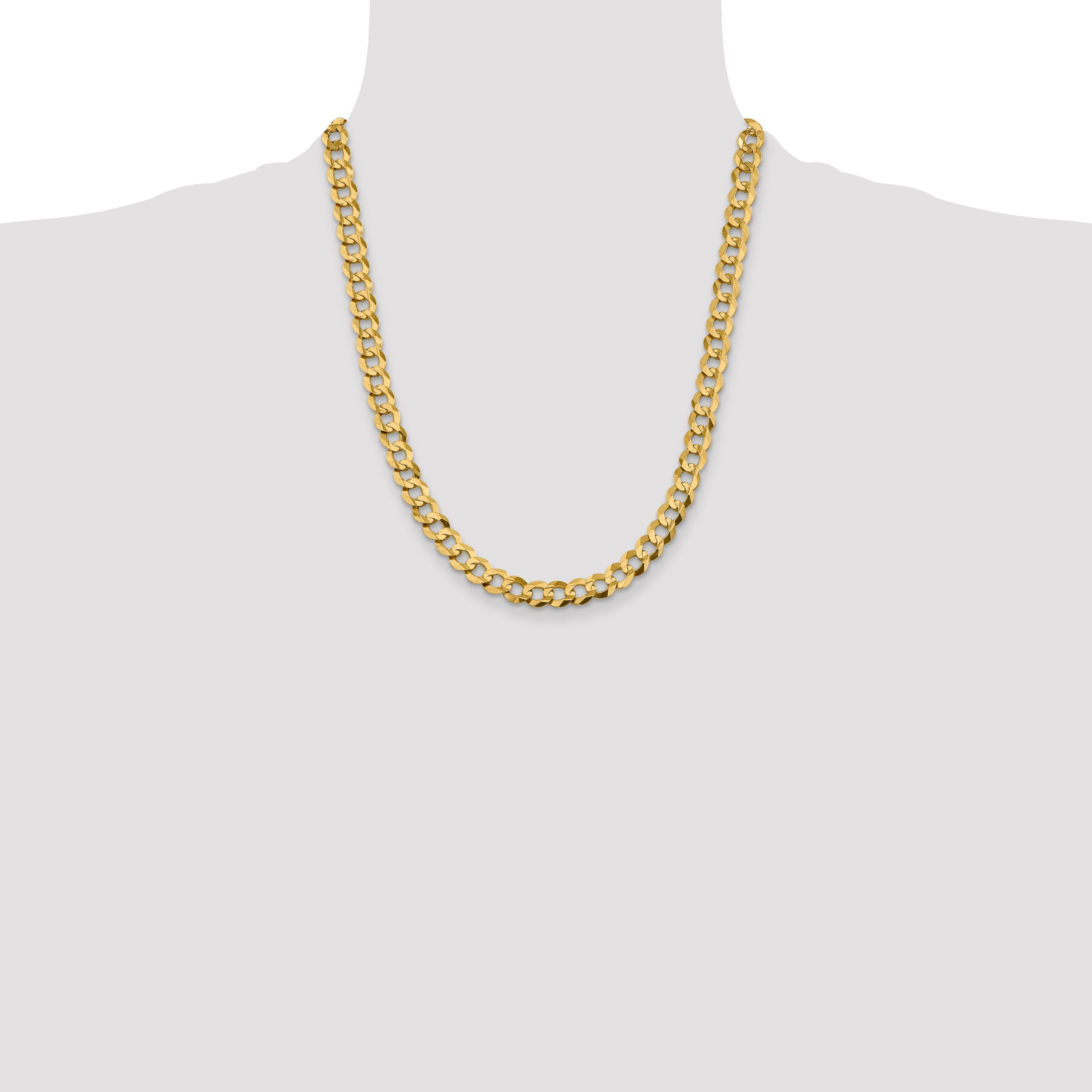 22 Inch 10K Yellow Gold 8.3mm Lightweight Flat Cuban Chain Necklace