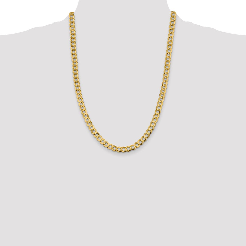24 Inch 10K Yellow Gold 8.3mm Lightweight Flat Cuban Chain Necklace