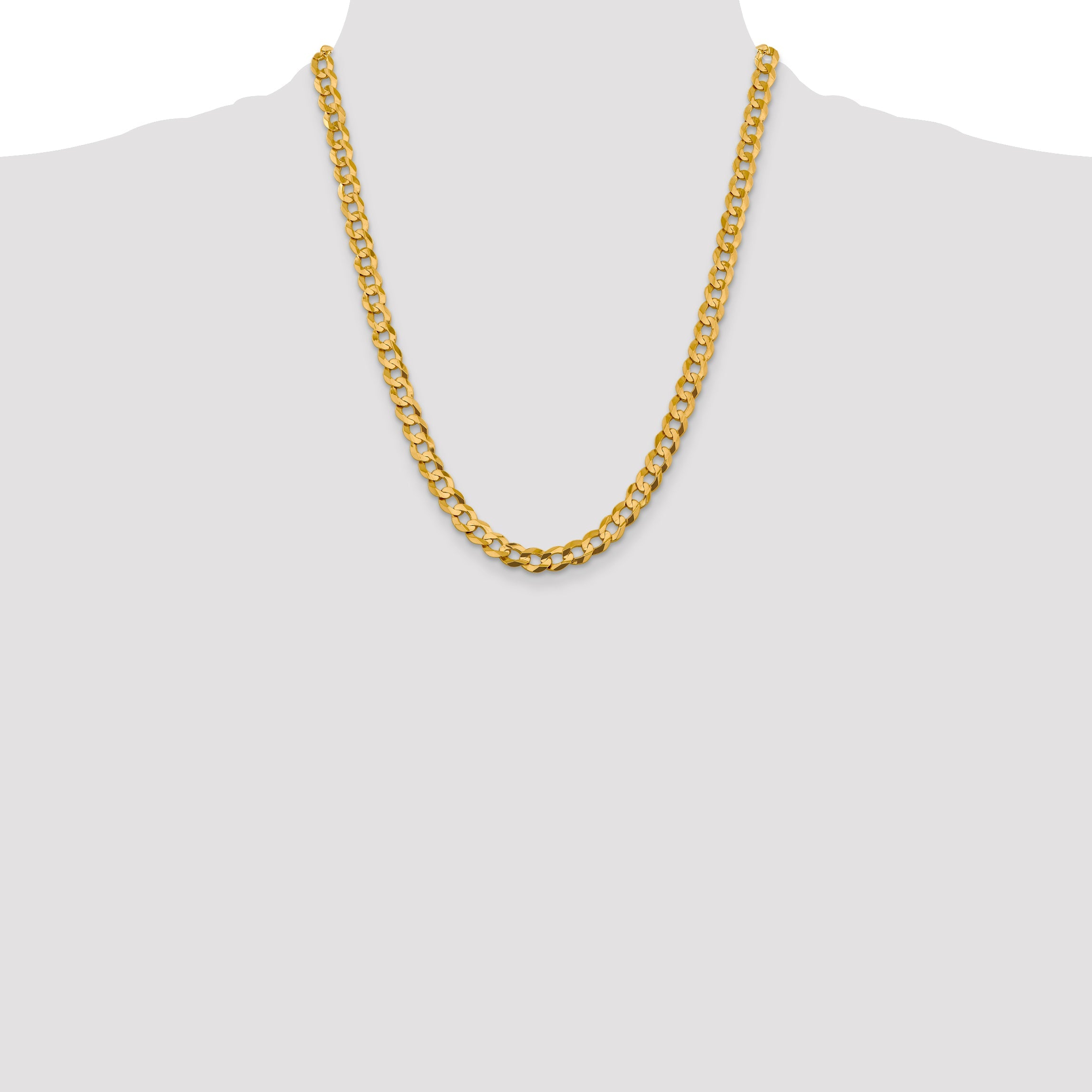 22 Inch 10K Yellow Gold 9.4mm Lightweight Flat Cuban Chain Necklace