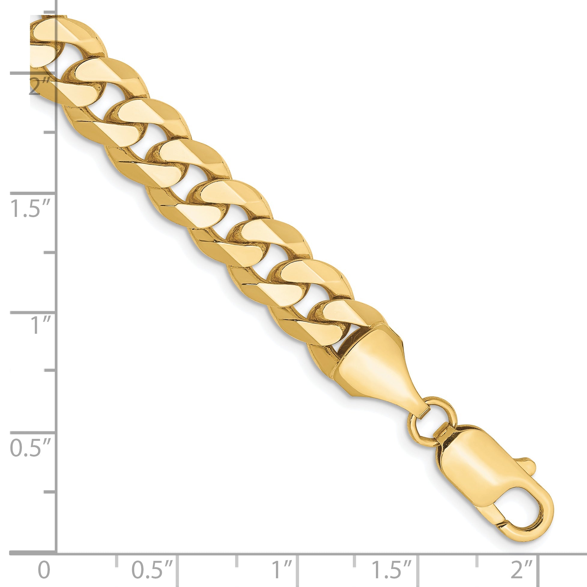 8 Inch 10K Yellow Gold 8.25mm Flat Beveled Curb Chain Bracelet
