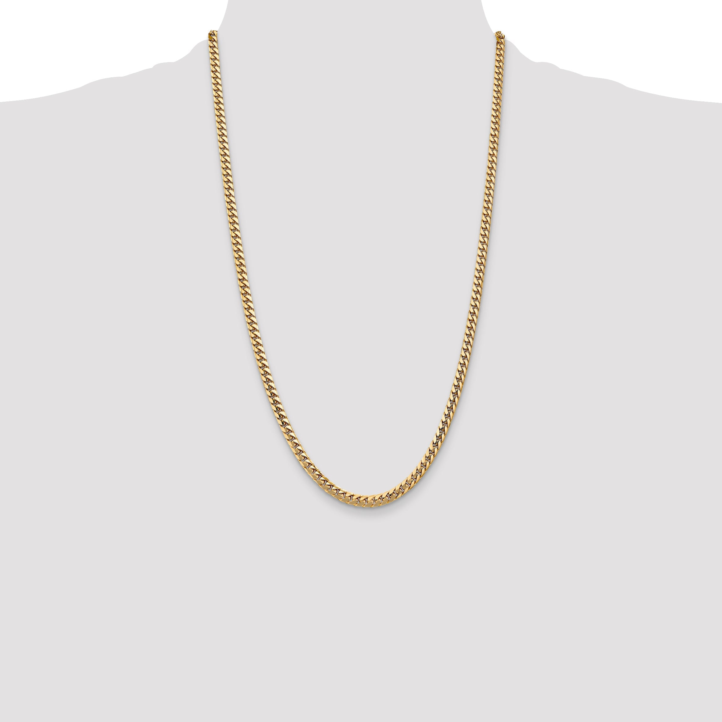 26 Inch 10K Yellow Gold 4.3mm Solid Miami Cuban Chain Necklace