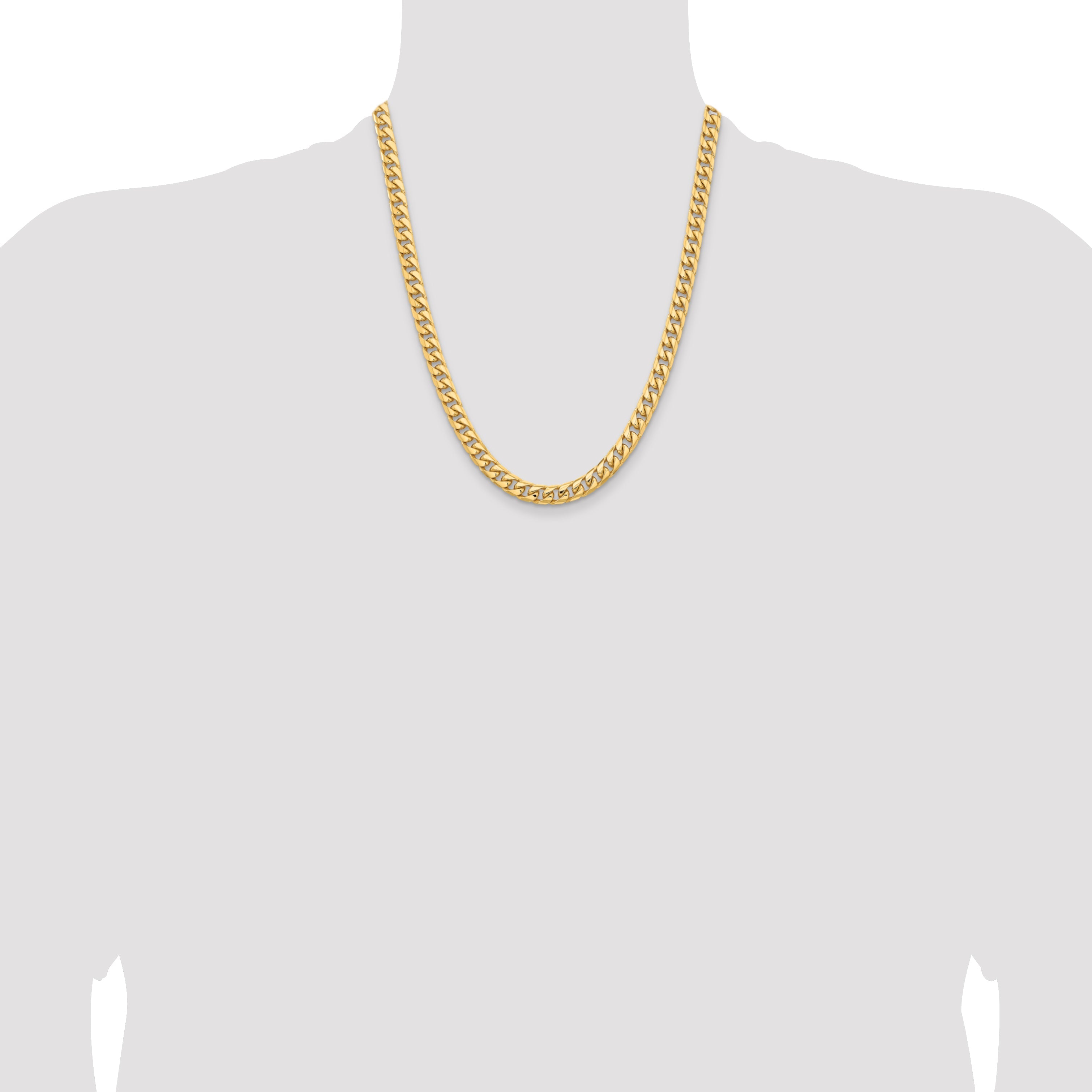 22 Inch 10K Yellow Gold 6.75mm Solid Miami Cuban Chain Necklace