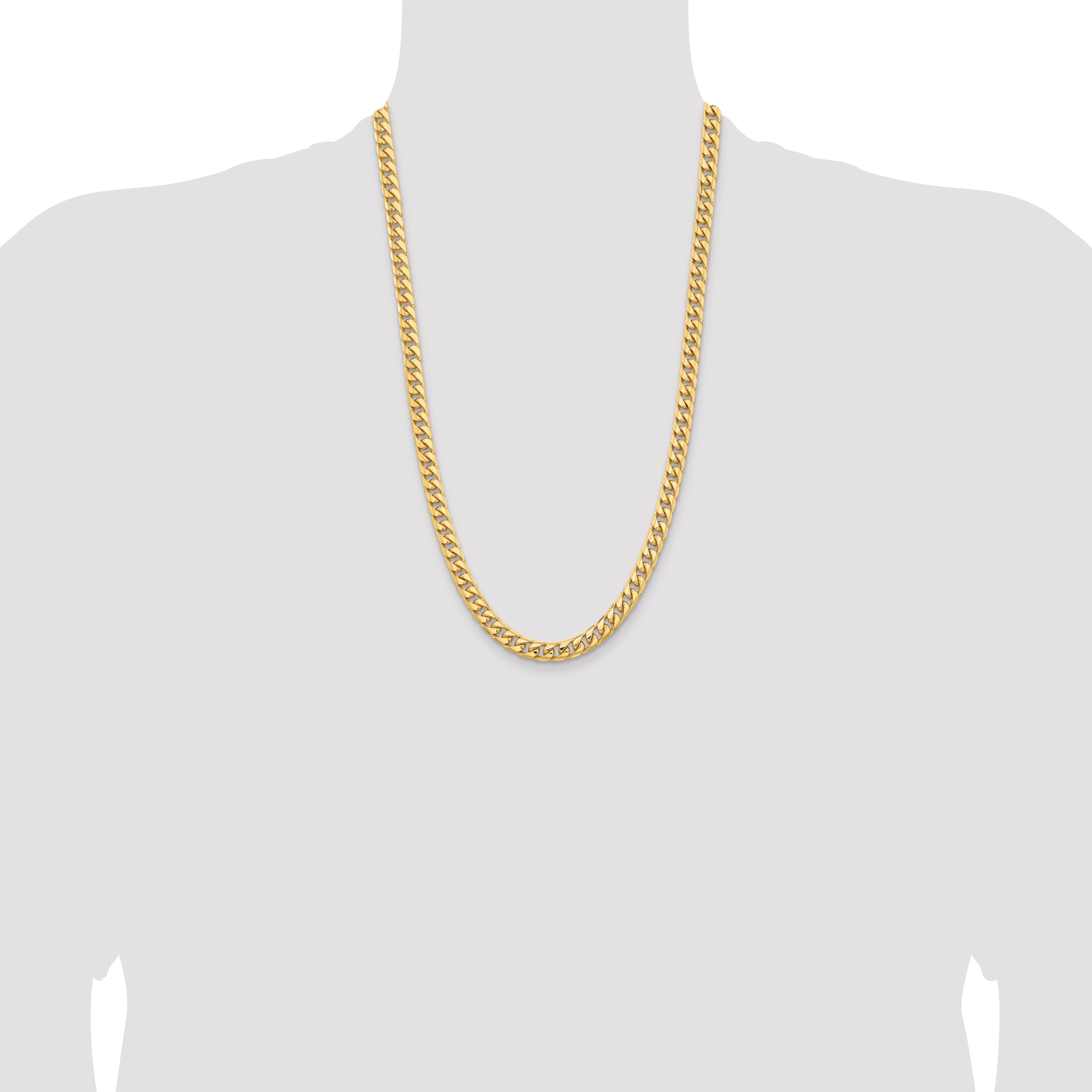 26 Inch 10K Yellow Gold 6.75mm Solid Miami Cuban Chain Necklace
