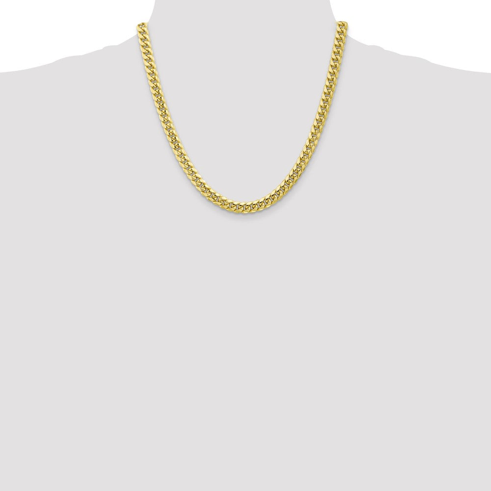 2 Inch 10K Yellow Gold 6.75mm Semi Solid Miami Cuban Chain Necklace