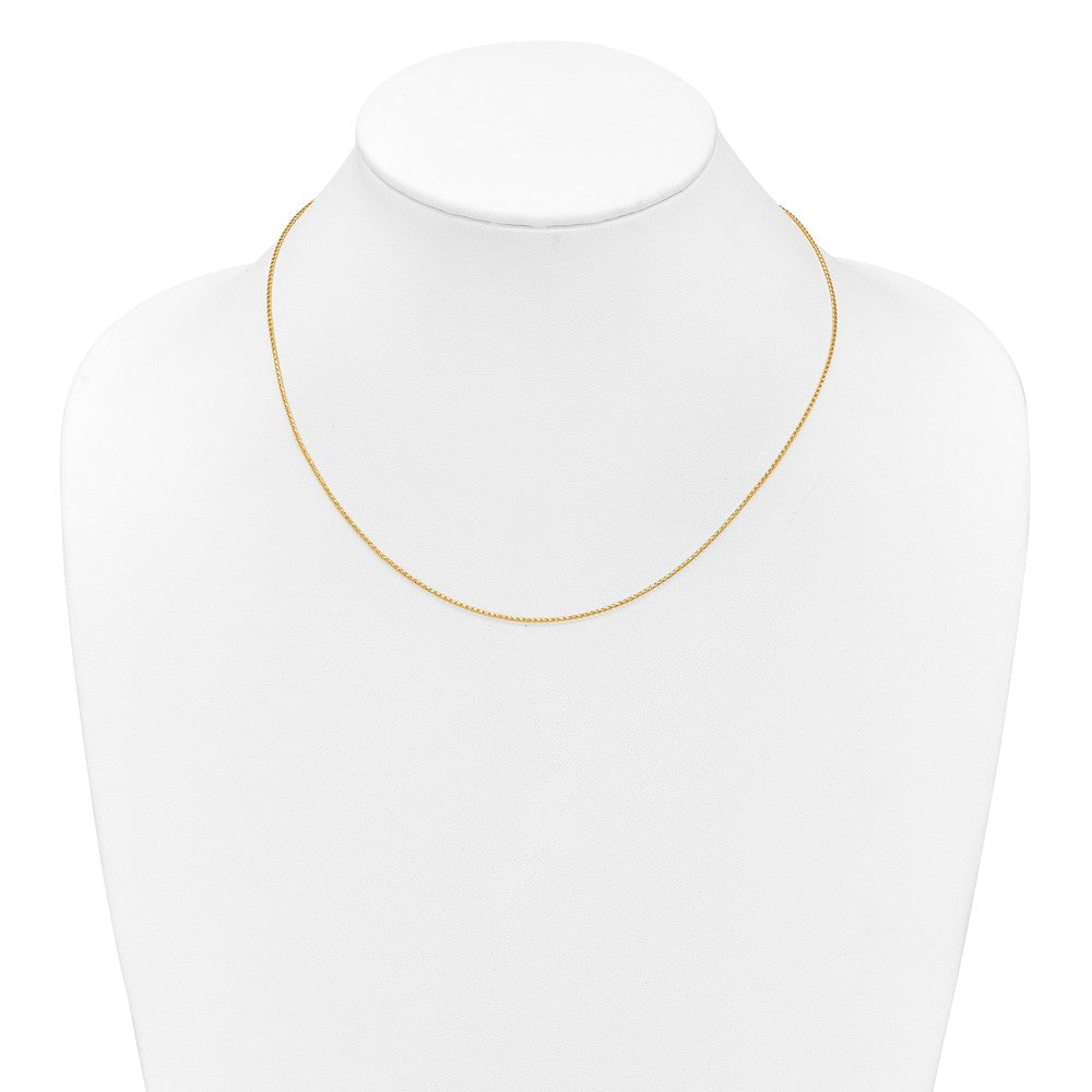 18 Inch 10K Yellow Gold 1mm D/C Open Franco 1In+1In Adjustable Chain Necklace