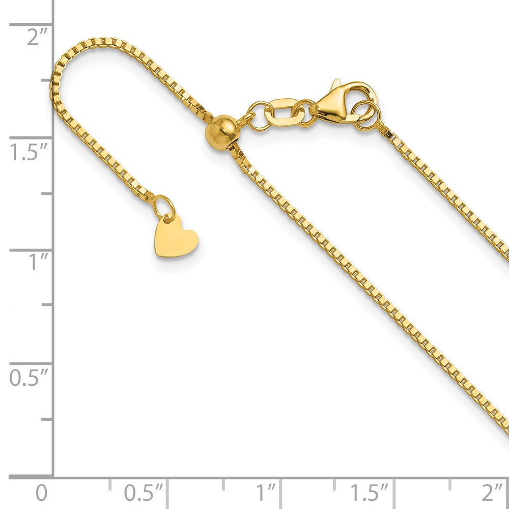 3 Inch 10K Yellow Gold Adjustable 1mm Box Chain Necklace