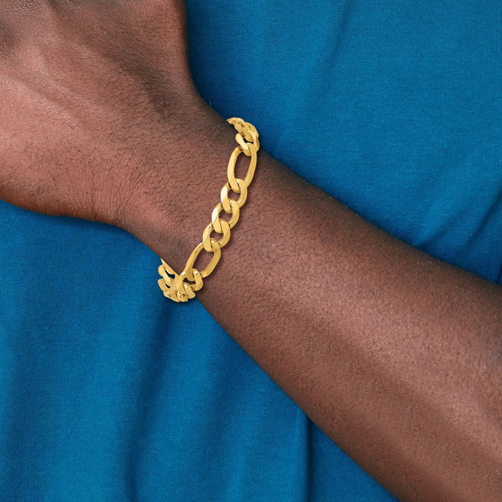 8 Inch 10K Yellow Gold 10.0mm Concave Figaro Chain Bracelet