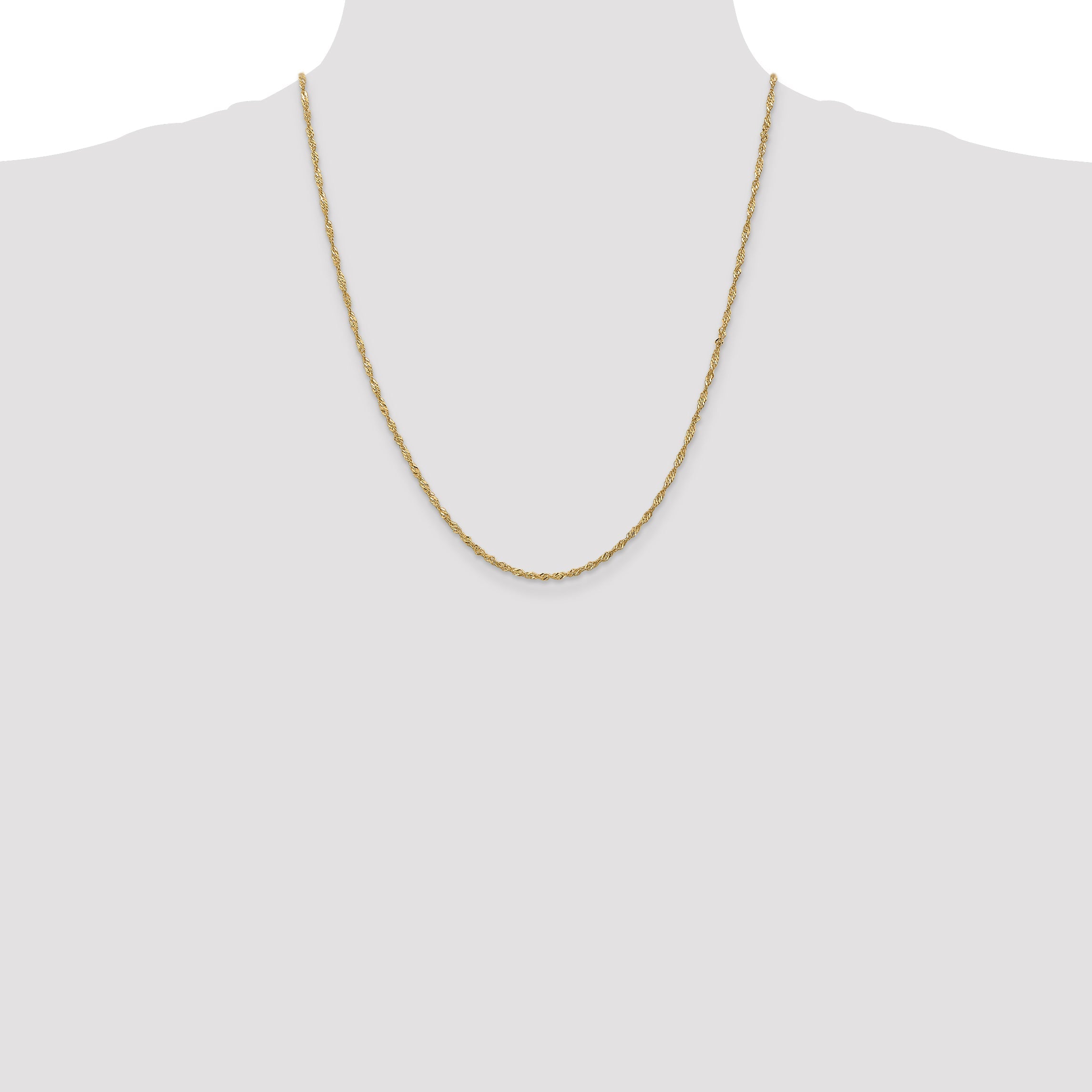 22 Inch 14K 1.6mm Singapore Chain Necklace