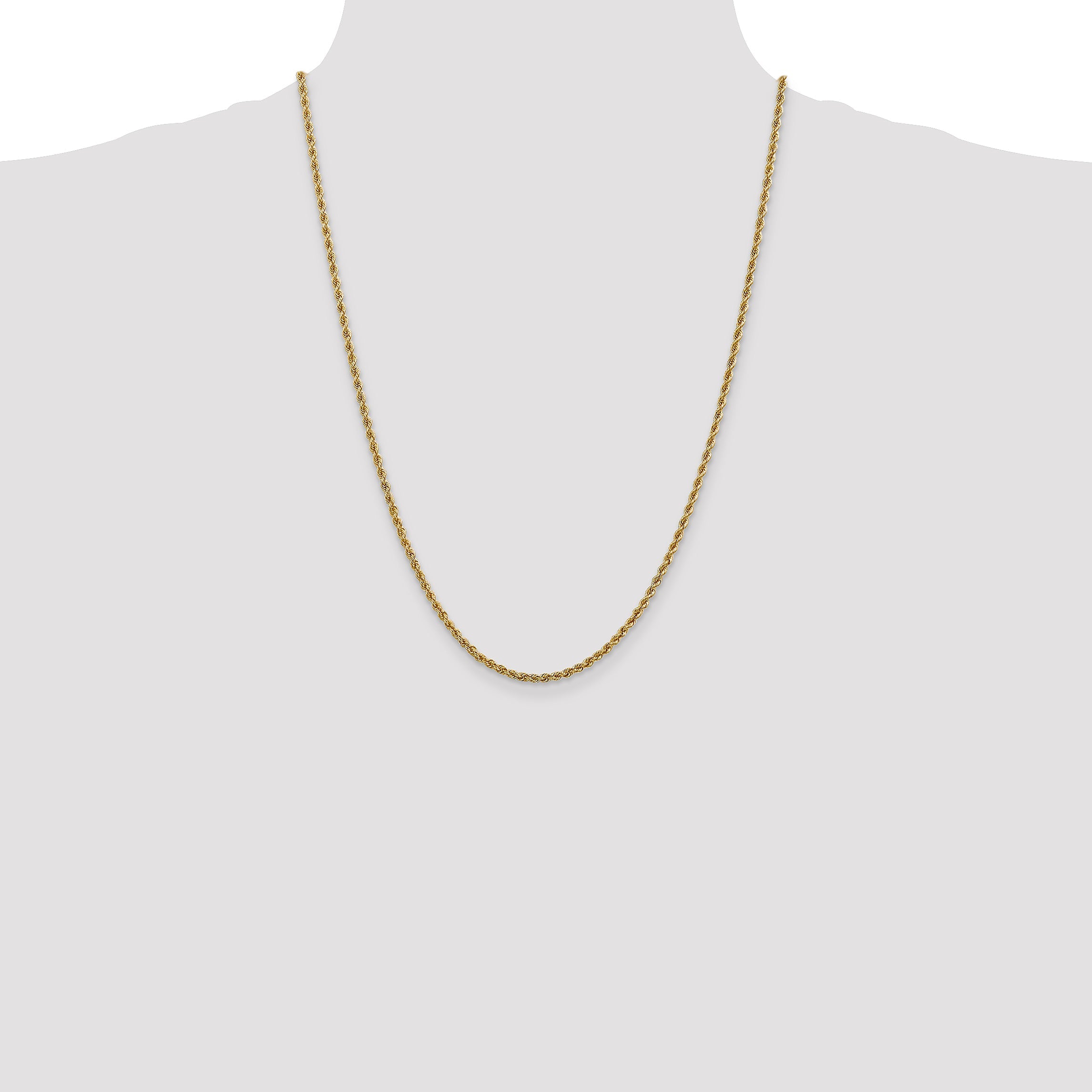 24 Inch 14K 2.5mm Solid Regular Rope Chain Necklace