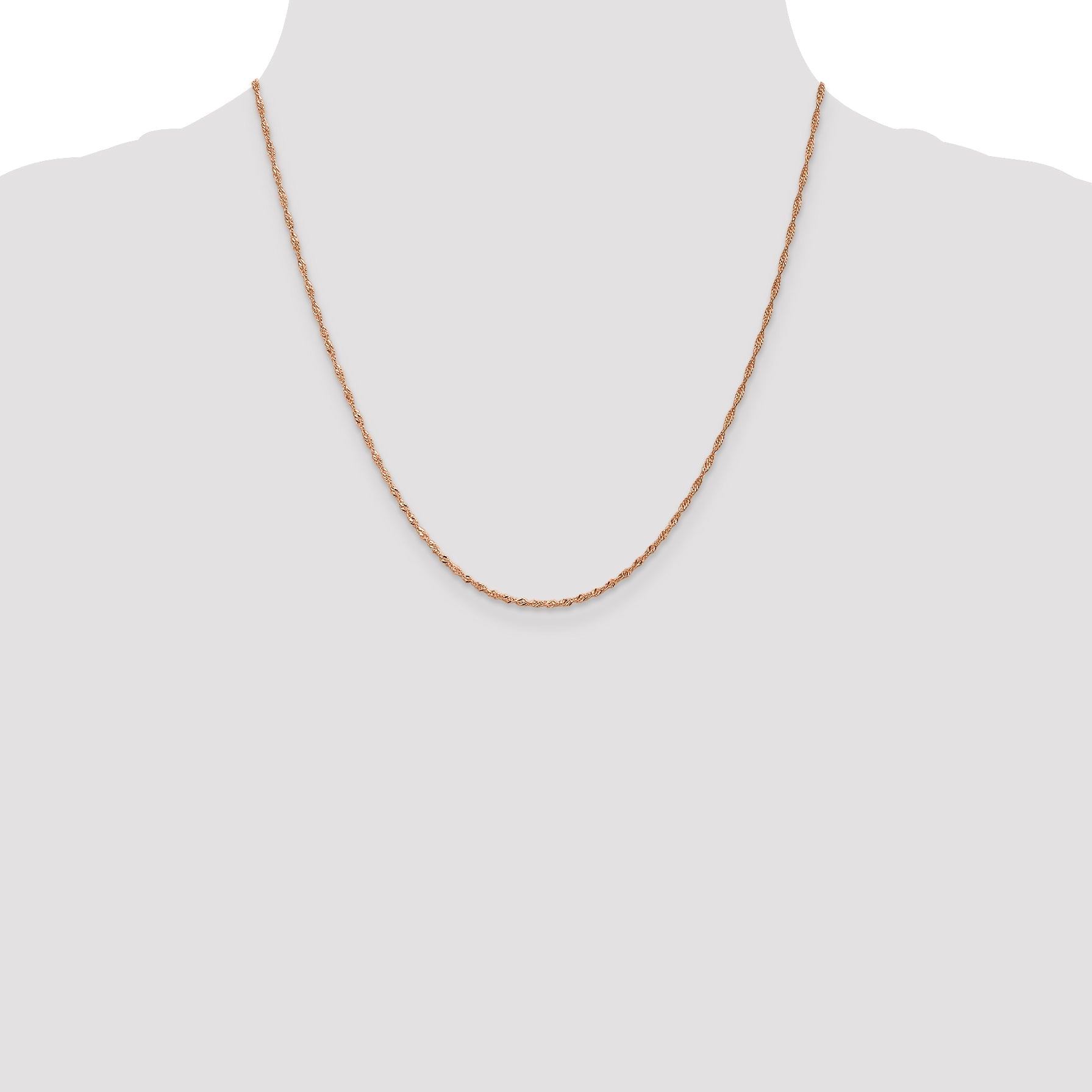 20 Inch 14K Rose Gold 1mm Singapore With Lobster Clasp Chain Necklace