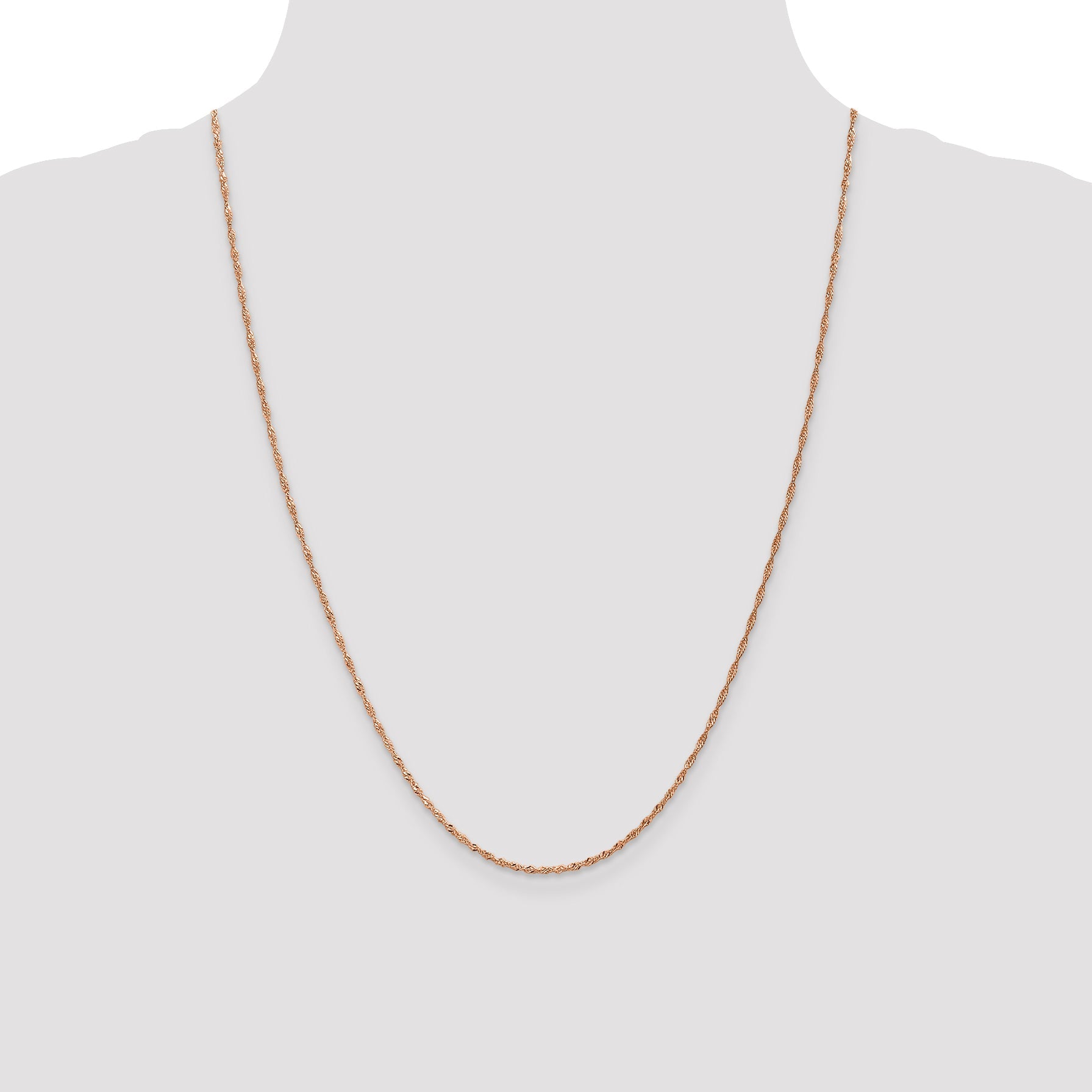24 Inch 14K Rose Gold 1mm Singapore With Lobster Clasp Chain Necklace