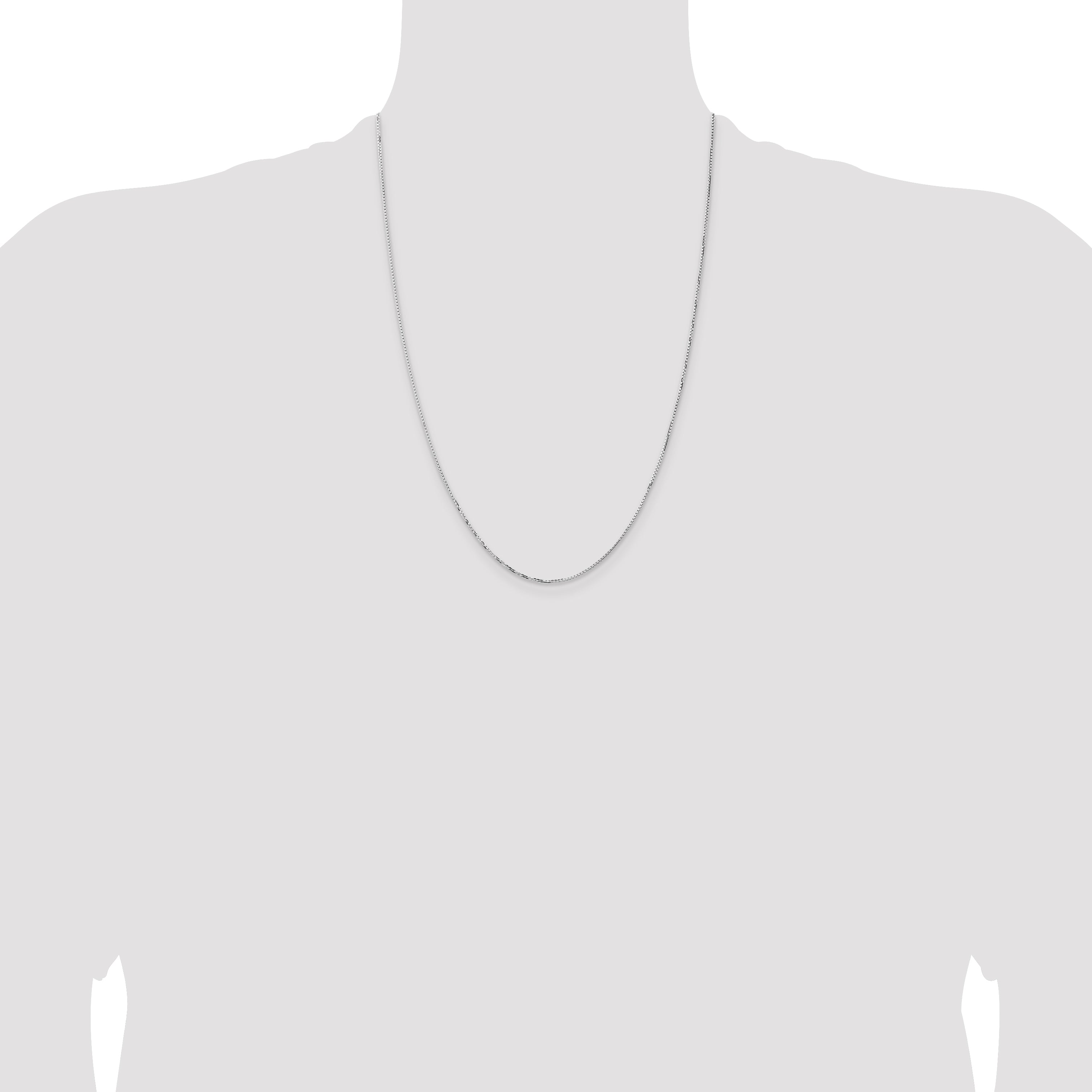 24 Inch 14K White Gold 1.10mm Concave Box Chain Necklace