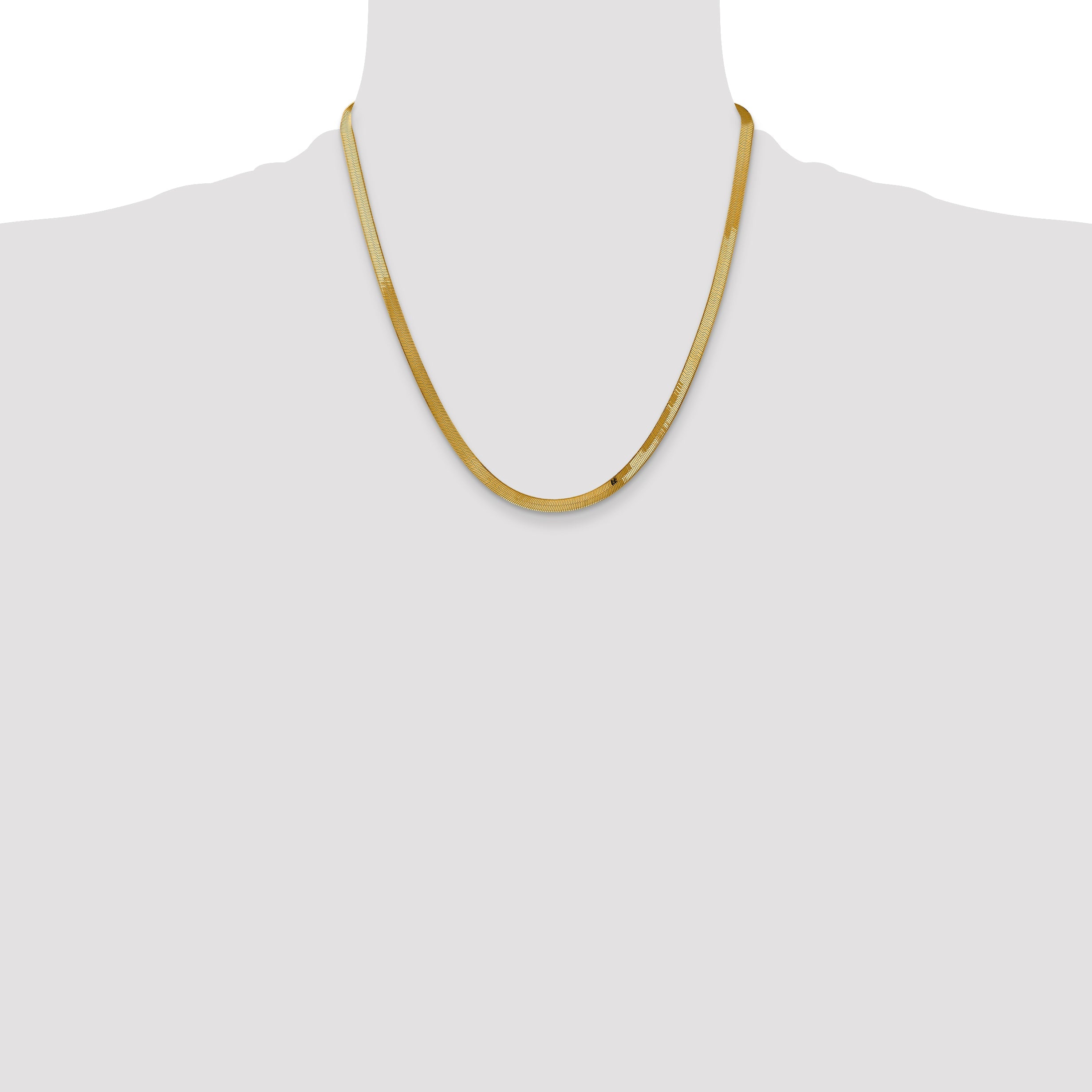 2 Inch 14K Yellow Gold 4mm Silky Herringbone Chain Necklace