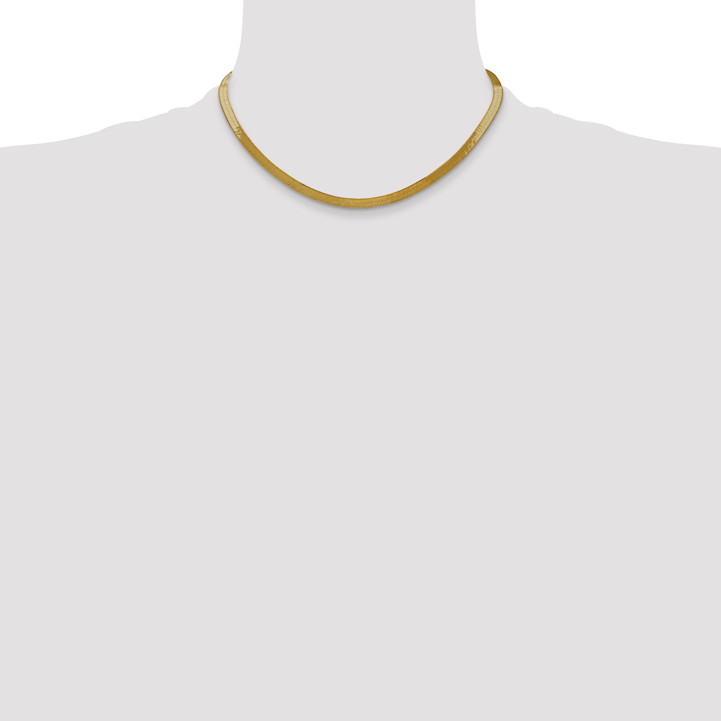 16 Inch 14K Yellow Gold 5mm Silky Herringbone Chain Necklace