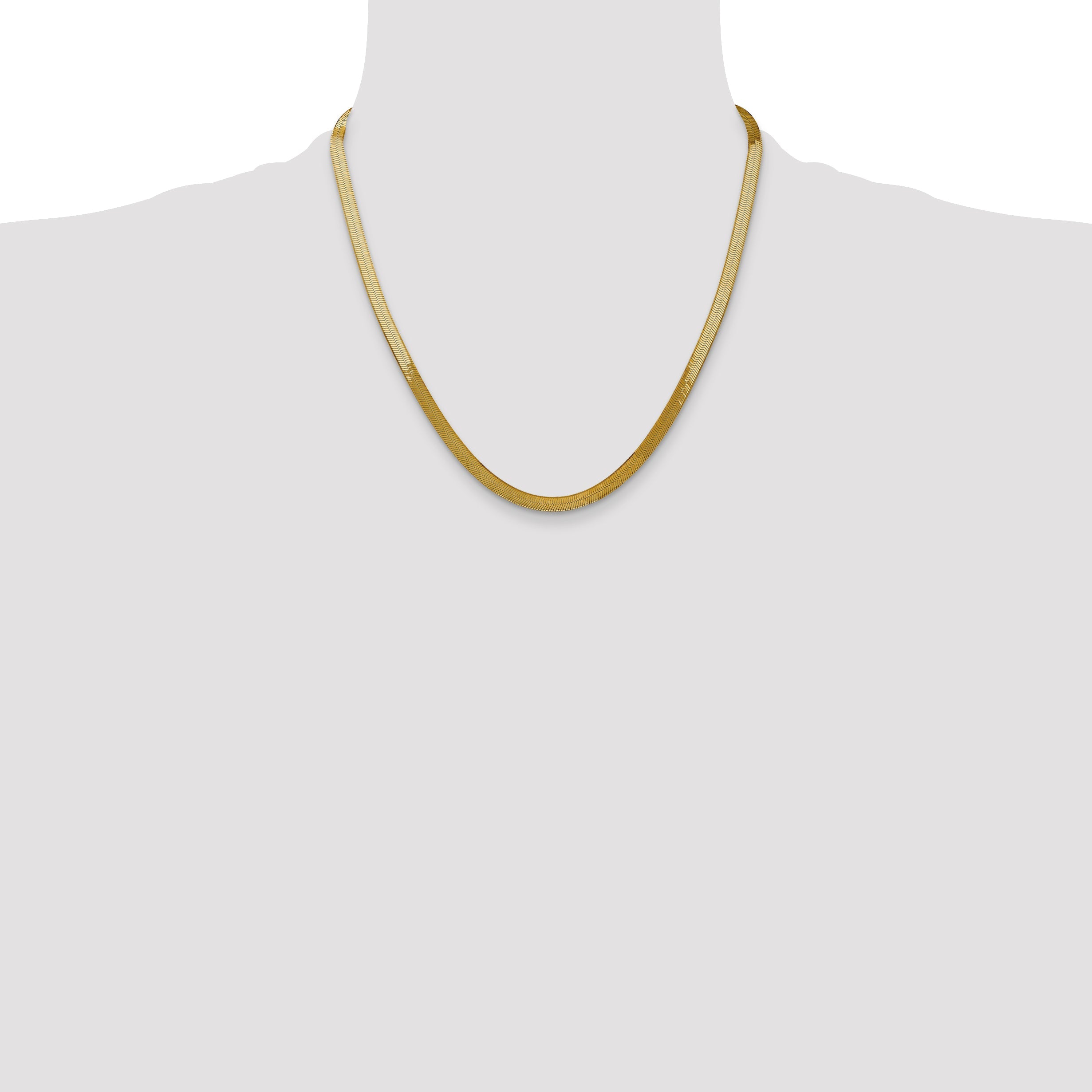 2 Inch 14K Yellow Gold 5mm Silky Herringbone Chain Necklace