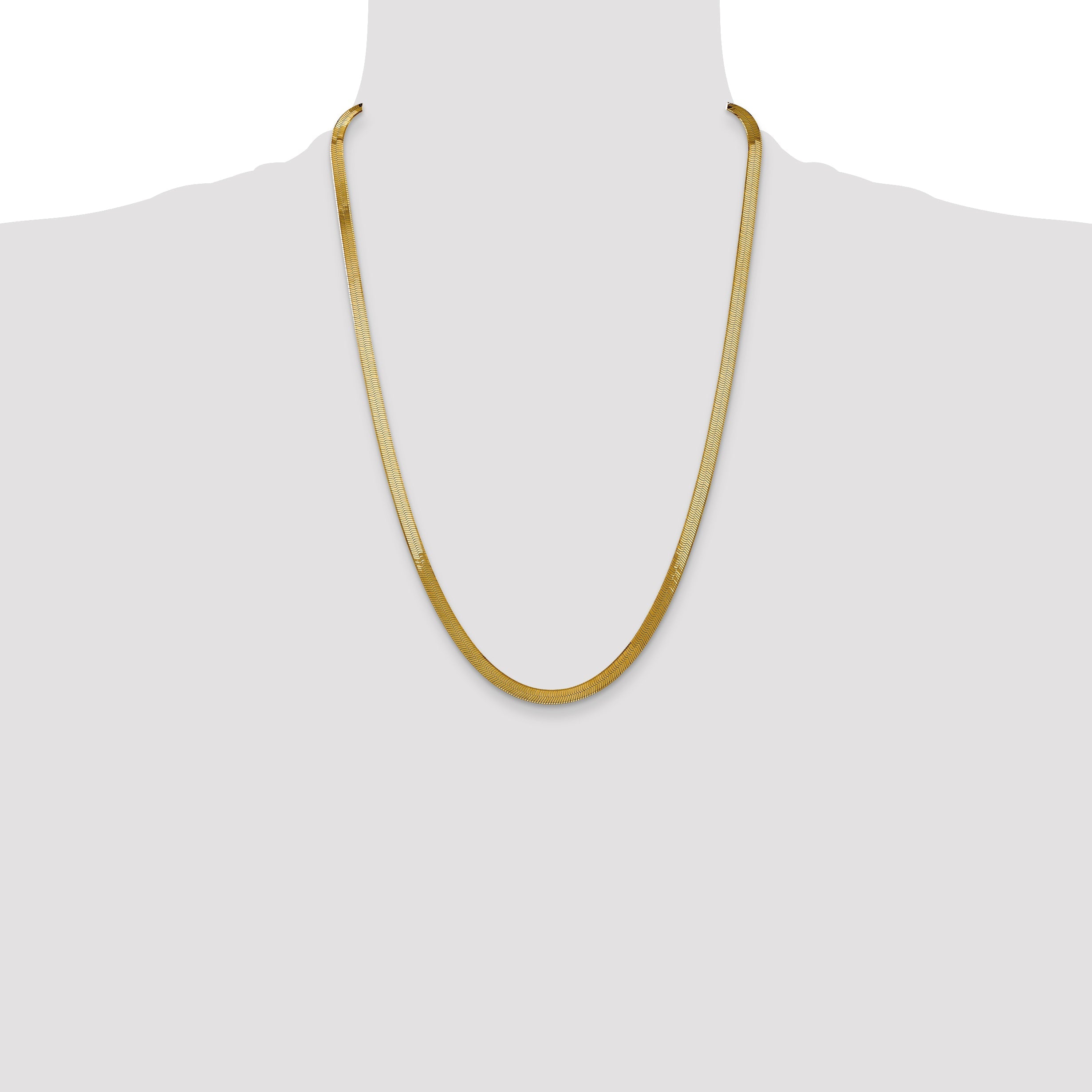 24 Inch 14K Yellow Gold 5mm Silky Herringbone Chain Necklace