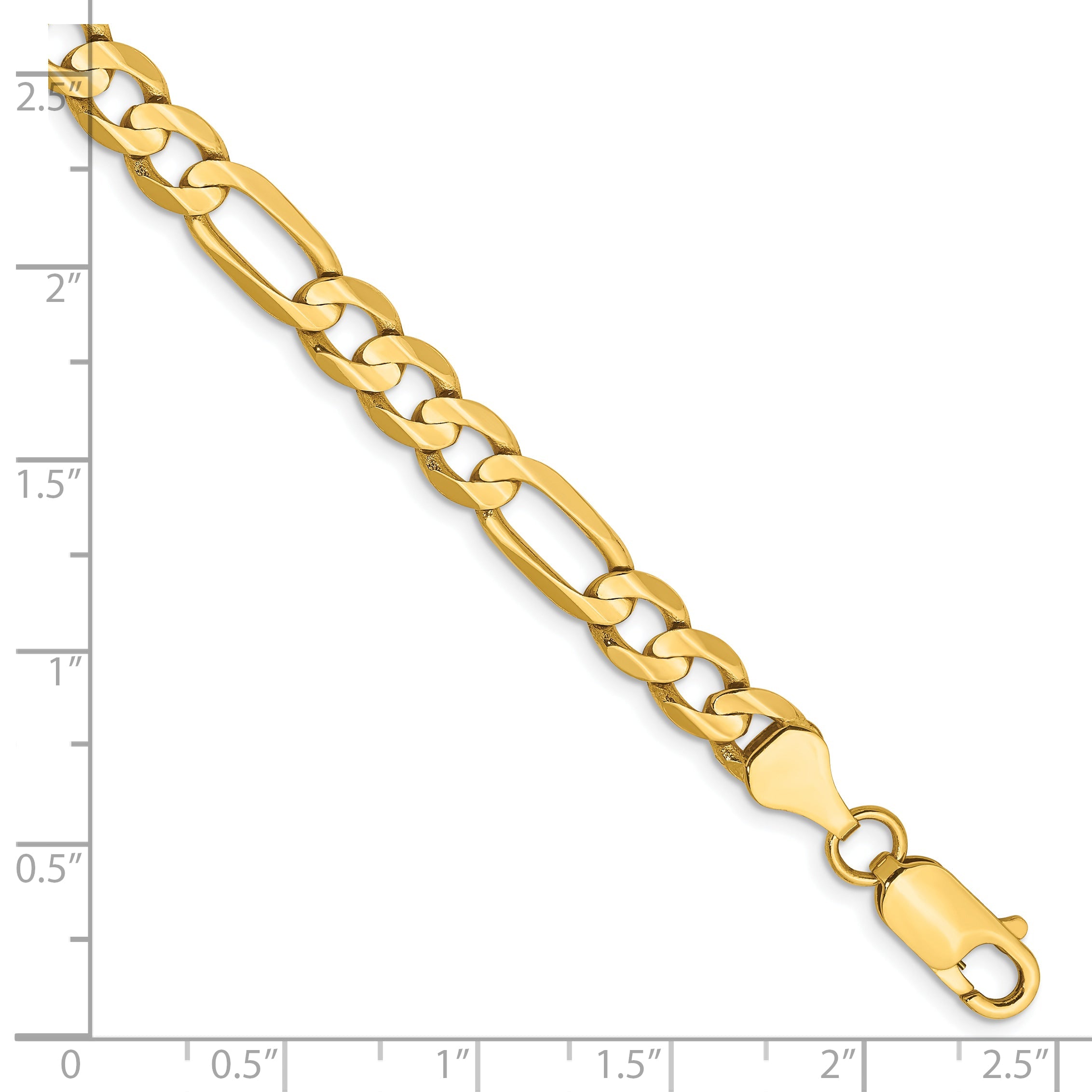 7 Inch 14K Yellow Gold 6mm Concave Open Figaro Chain Bracelet