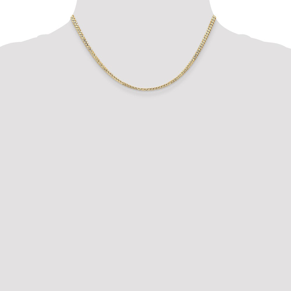 16 Inch 14K Yellow Gold 3mm Open Concave Curb Chain Necklace