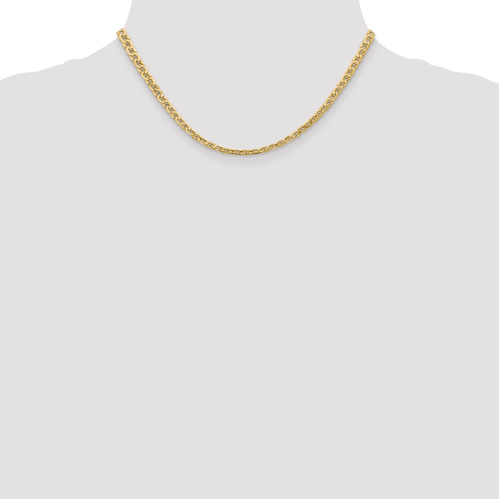16 Inch 14K Yellow Gold 4mm Semi Solid Anchor Chain Necklace