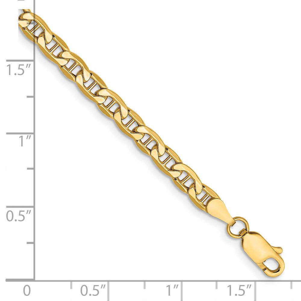 7 Inch 14K Yellow Gold 4mm Semi Solid Anchor Chain Bracelet