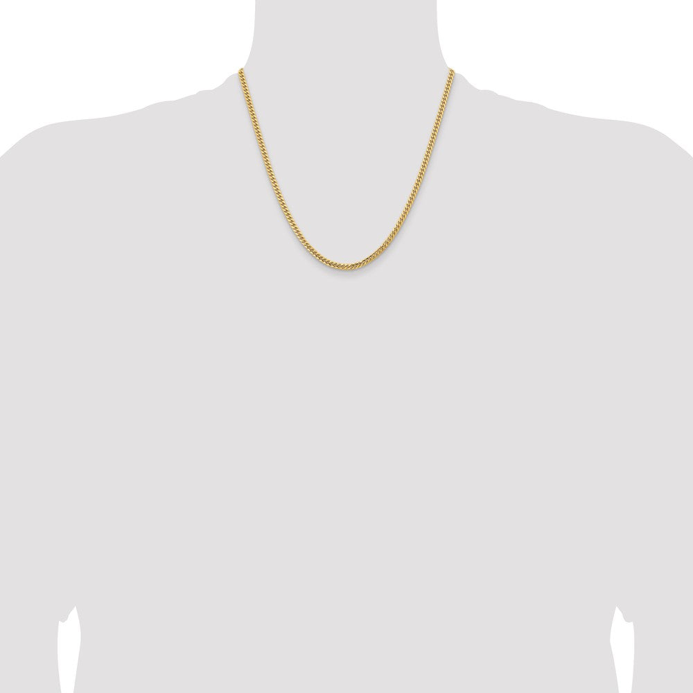 2 Inch 14K Yellow Gold 3.5mm Solid Miami Cuban Chain Necklace