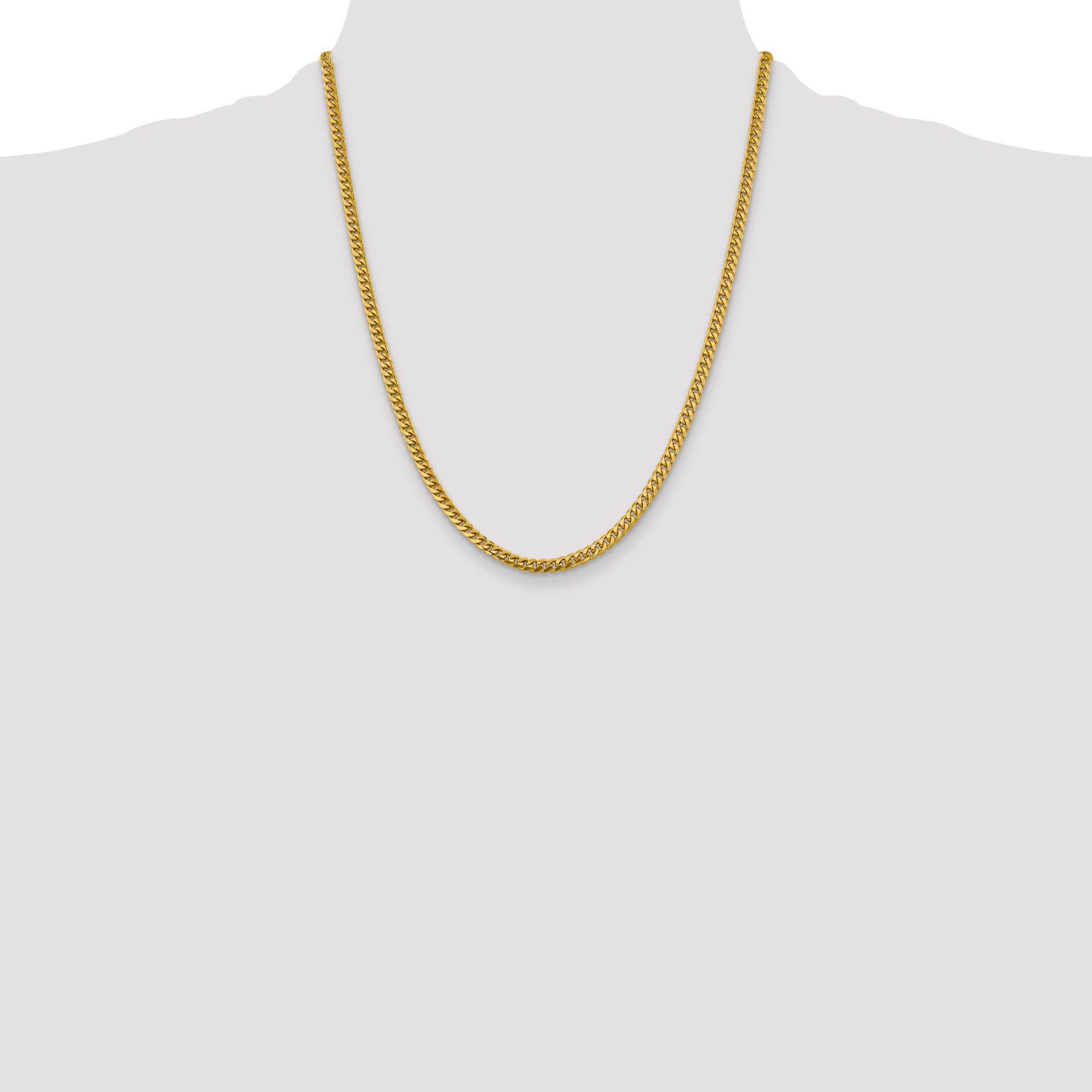 22 Inch 14K Yellow Gold 4.25mm Solid Miami Cuban Chain Necklace