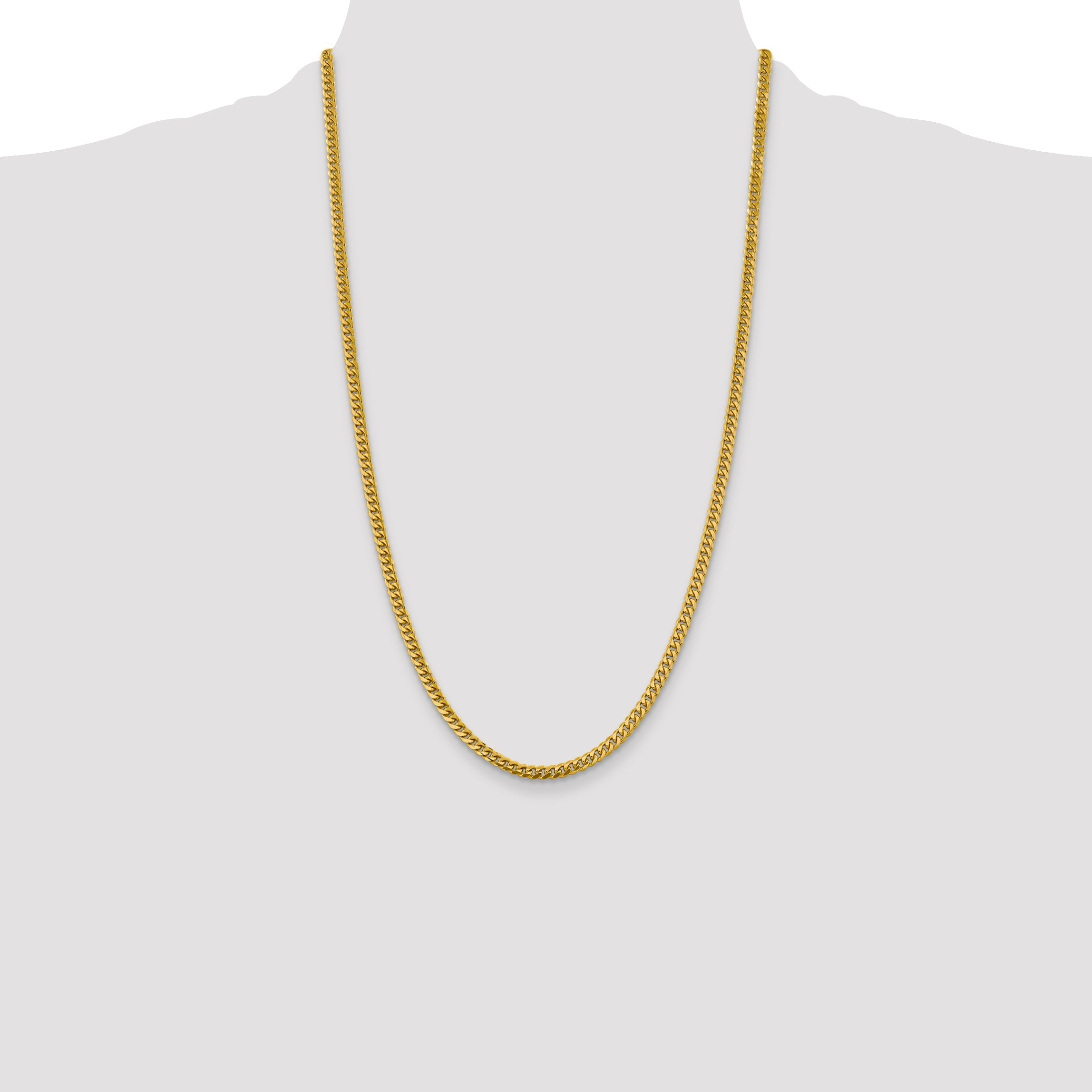 26 Inch 14K Yellow Gold 4.25mm Solid Miami Cuban Chain Necklace