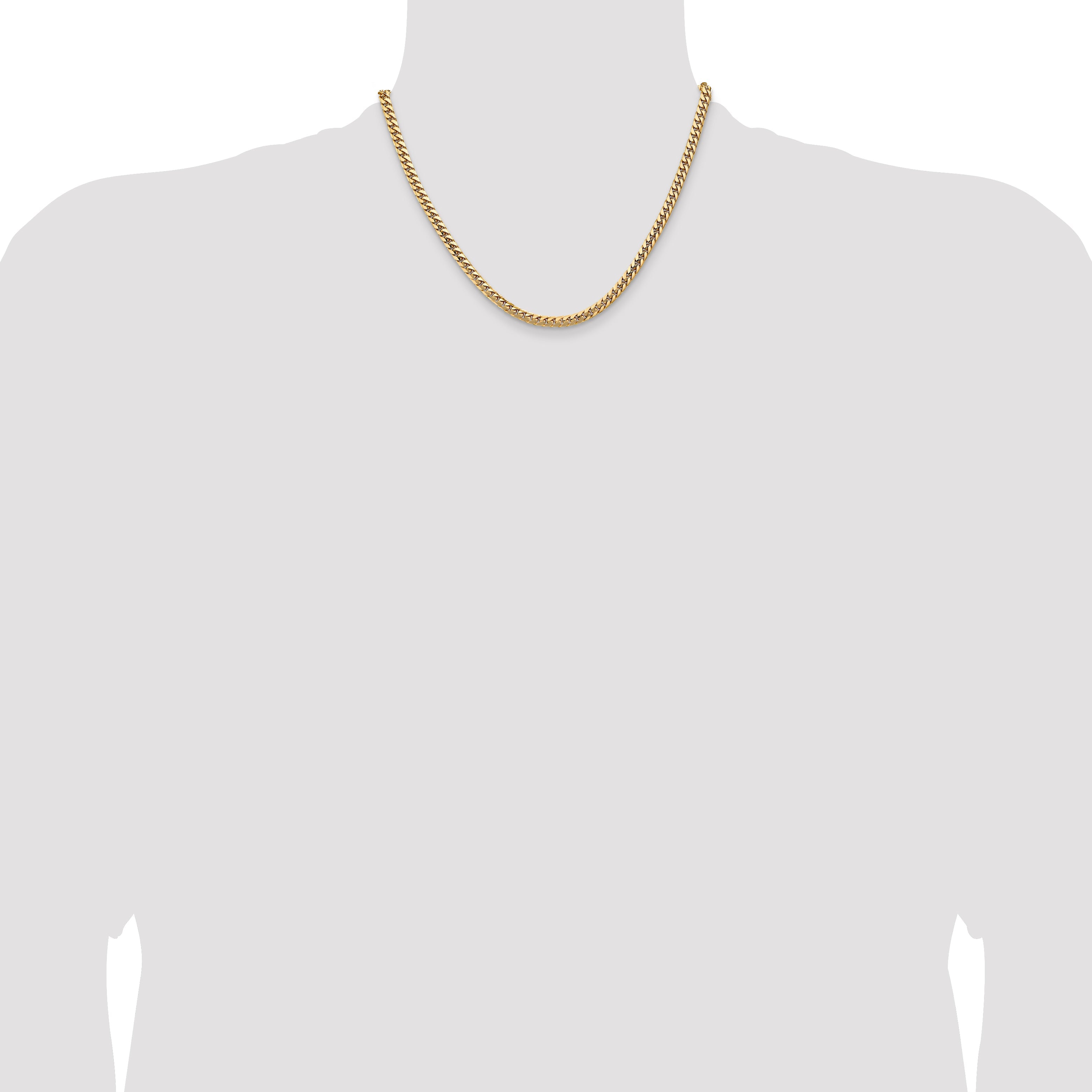 18 Inch 14K Yellow Gold 4.3mm Solid Miami Cuban Chain Necklace
