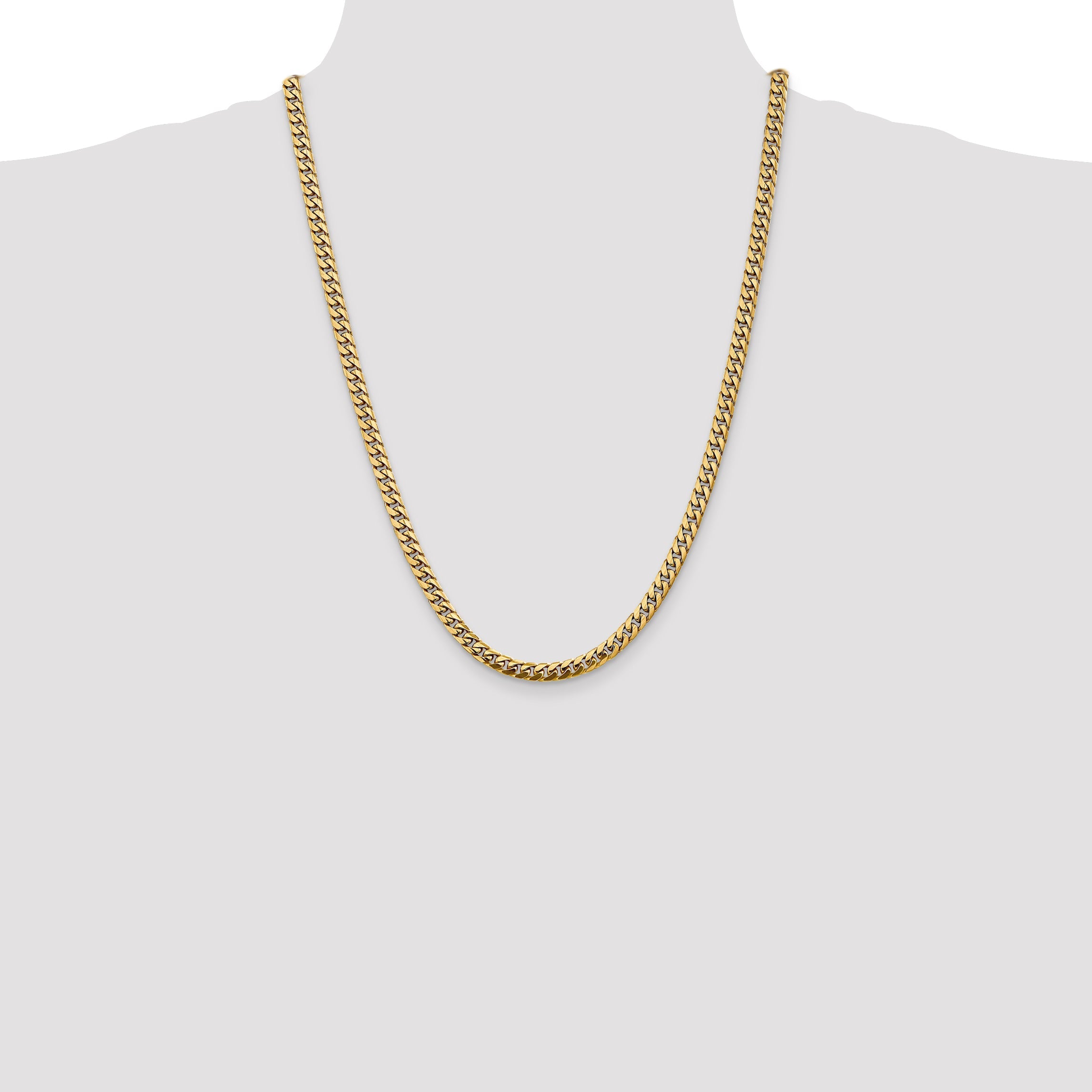 24 Inch 14K Yellow Gold 5mm Solid Miami Cuban Chain Necklace