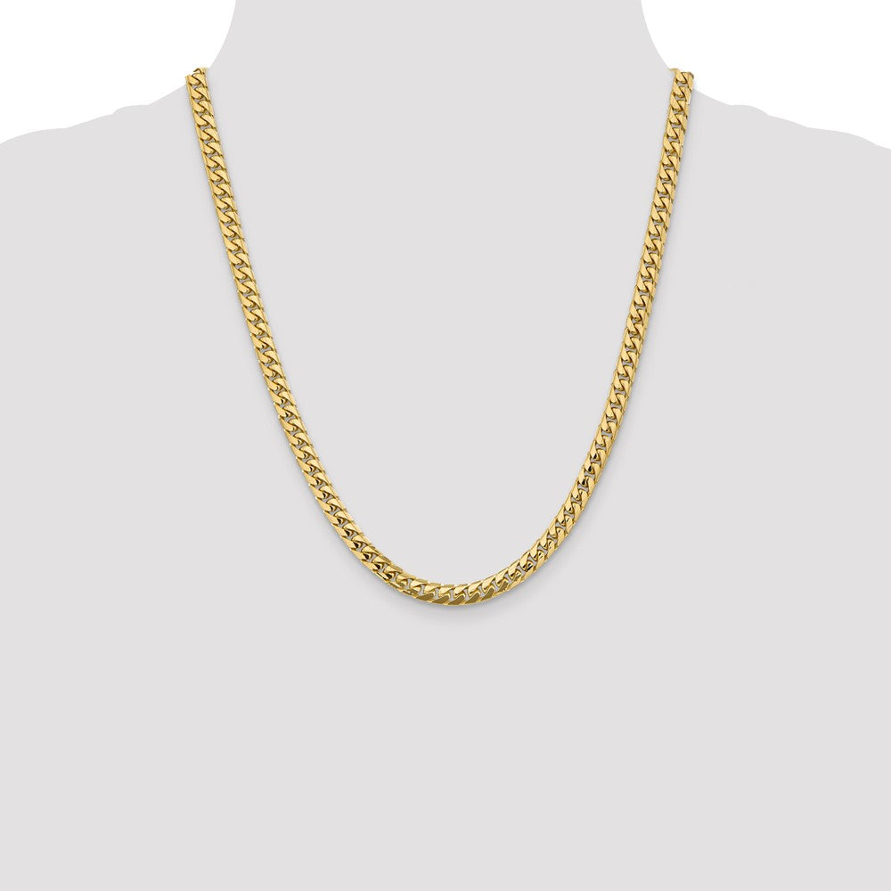 22 Inch 14K Yellow Gold 5.5mm Solid Miami Cuban Chain Necklace
