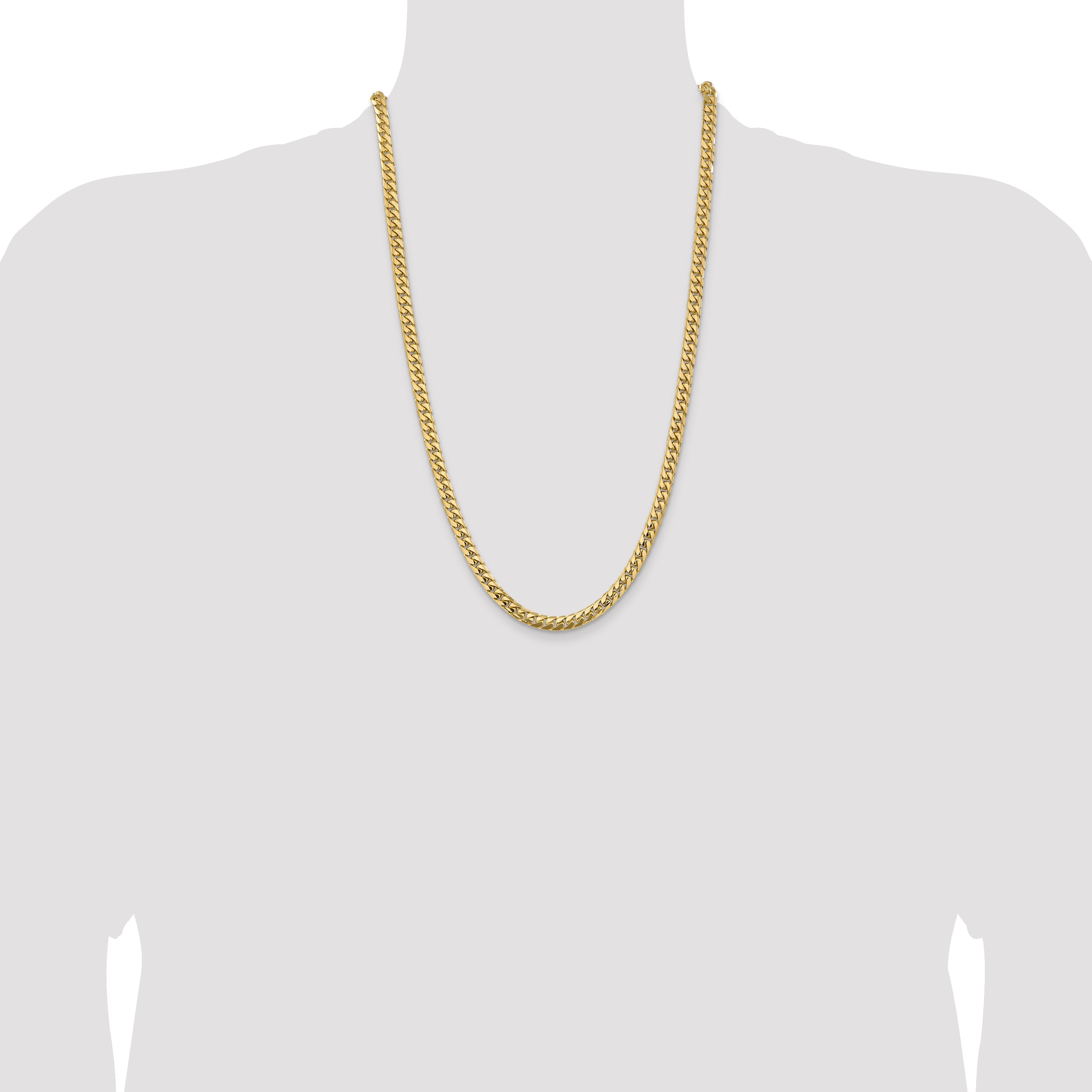 26 Inch 14K Yellow Gold 5.5mm Solid Miami Cuban Chain Necklace