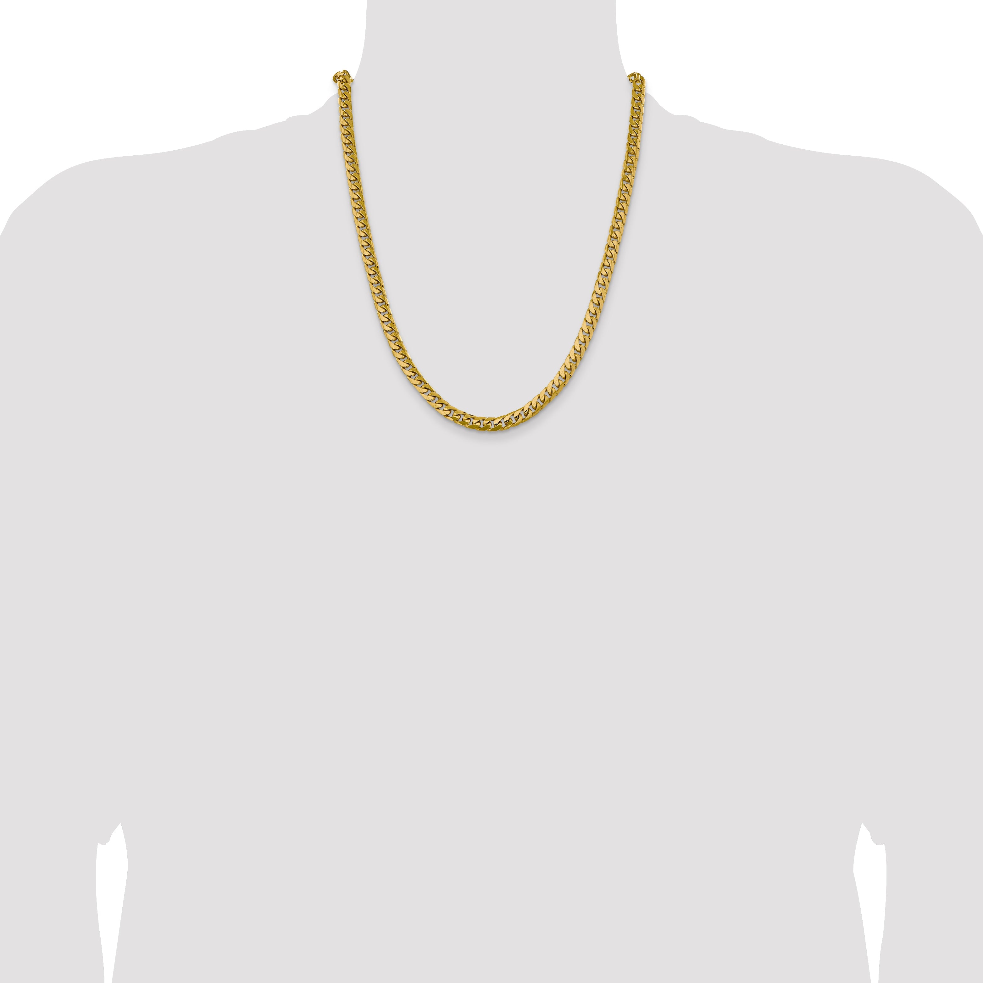 22 Inch 14K Yellow Gold 6.25mm Solid Miami Cuban Chain Necklace