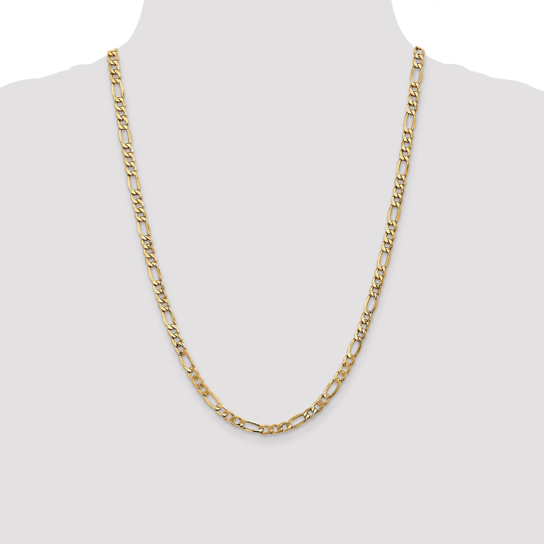 24 Inch 14K Yellow Gold 5.75mm Semi Solid Figaro Chain Necklace