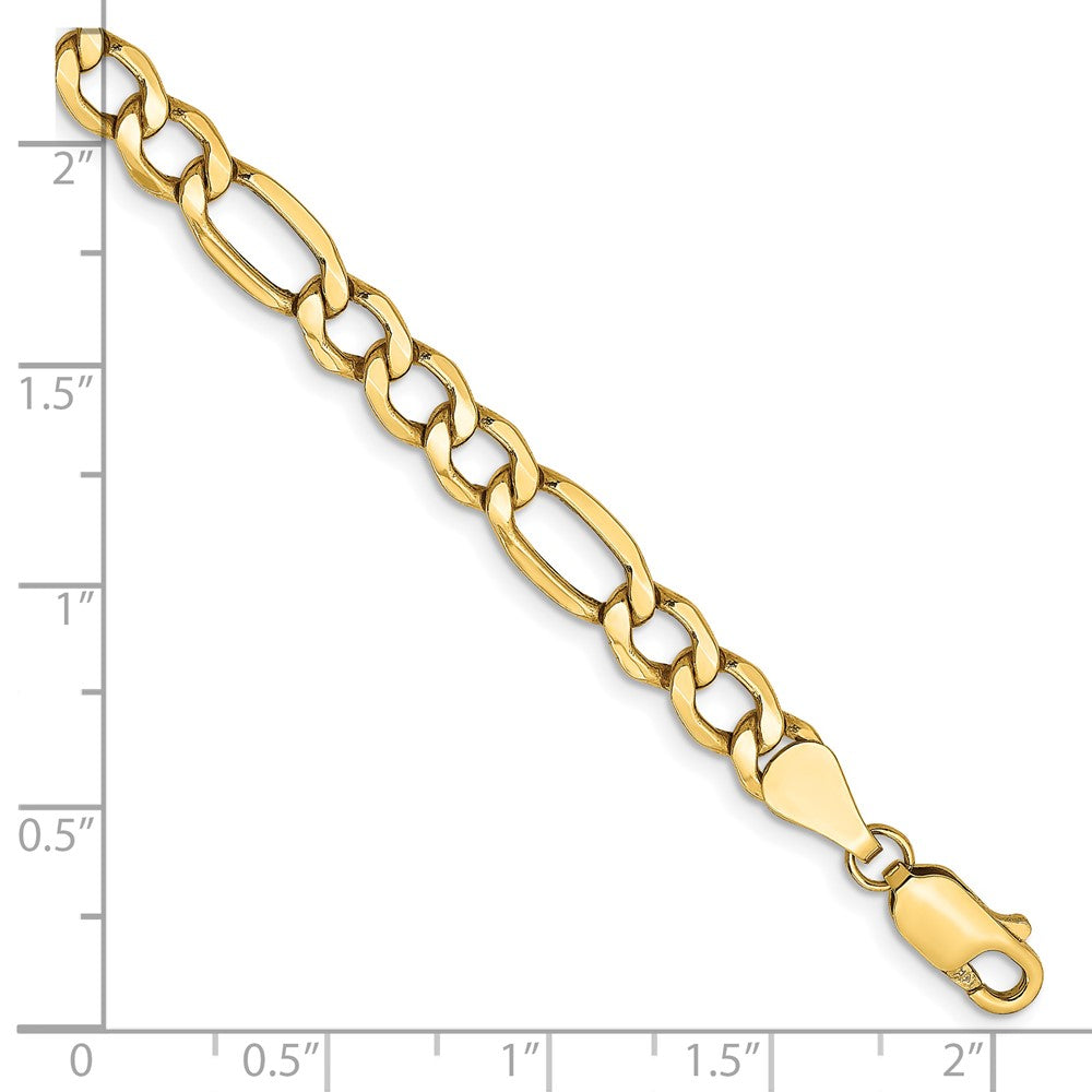 8 Inch 14K Yellow Gold 5.75mm Semi Solid Figaro Chain Bracelet