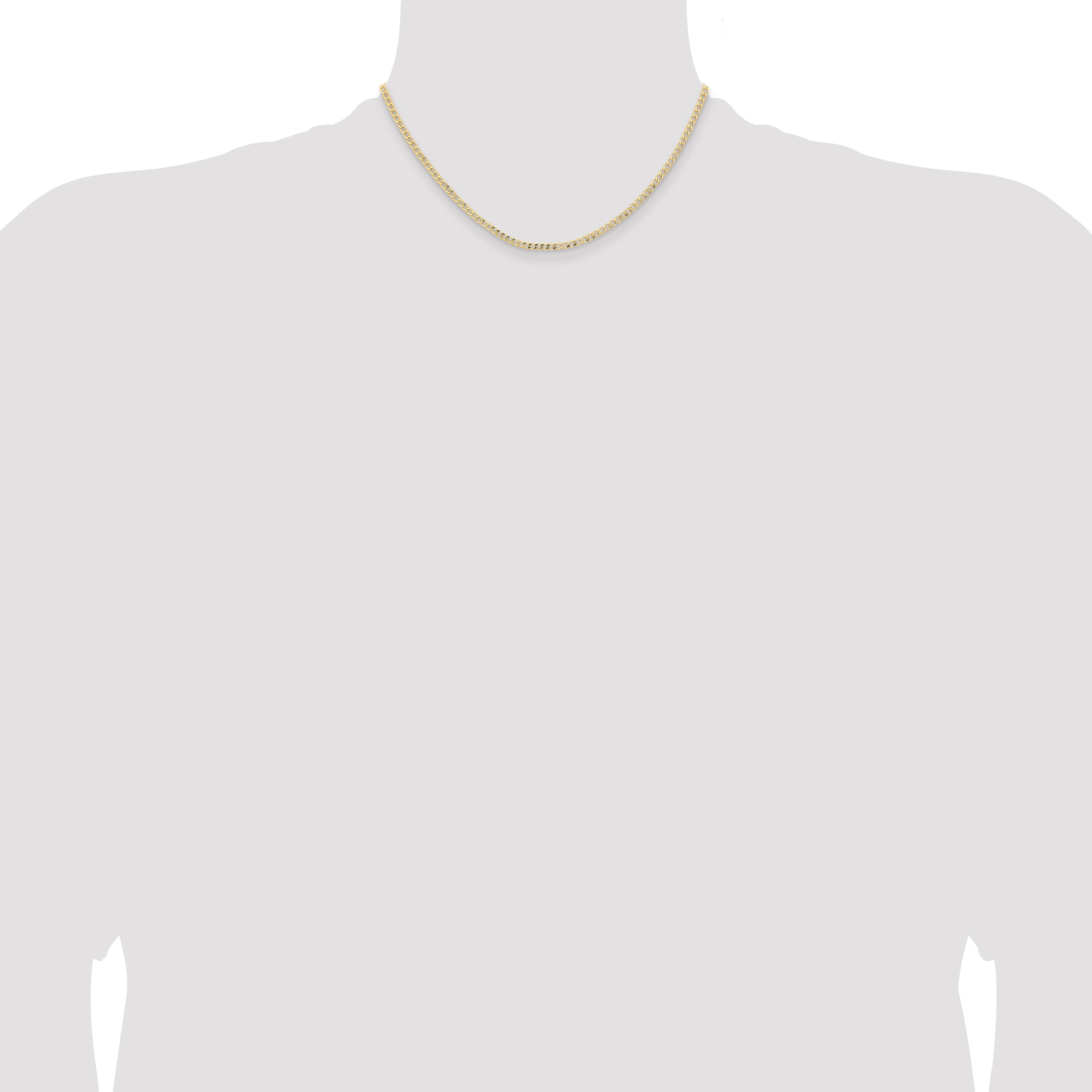 16 Inch 14K Yellow Gold 2.85mm Semi Solid Curb Chain Necklace