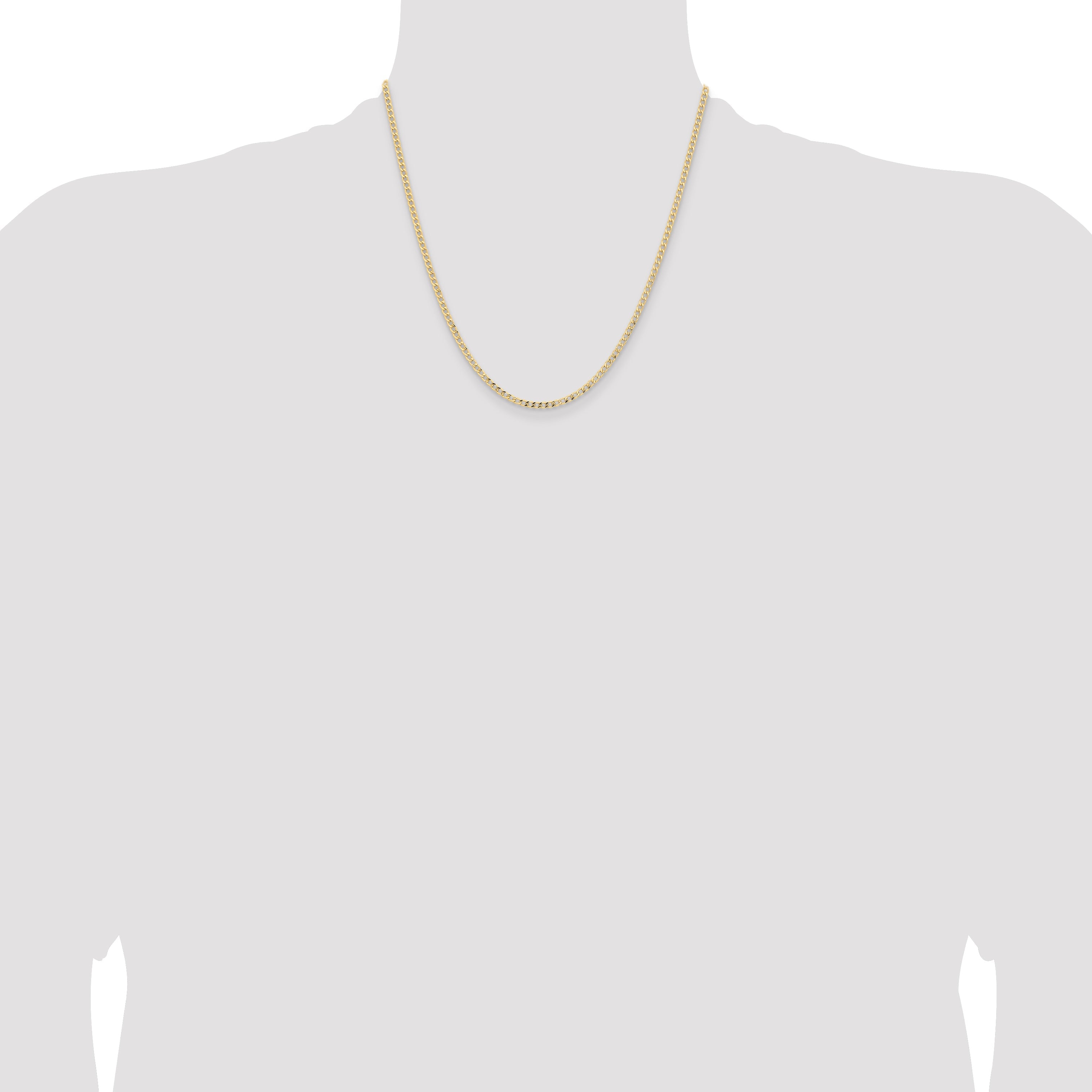 2 Inch 14K Yellow Gold 2.85mm Semi Solid Curb Chain Necklace