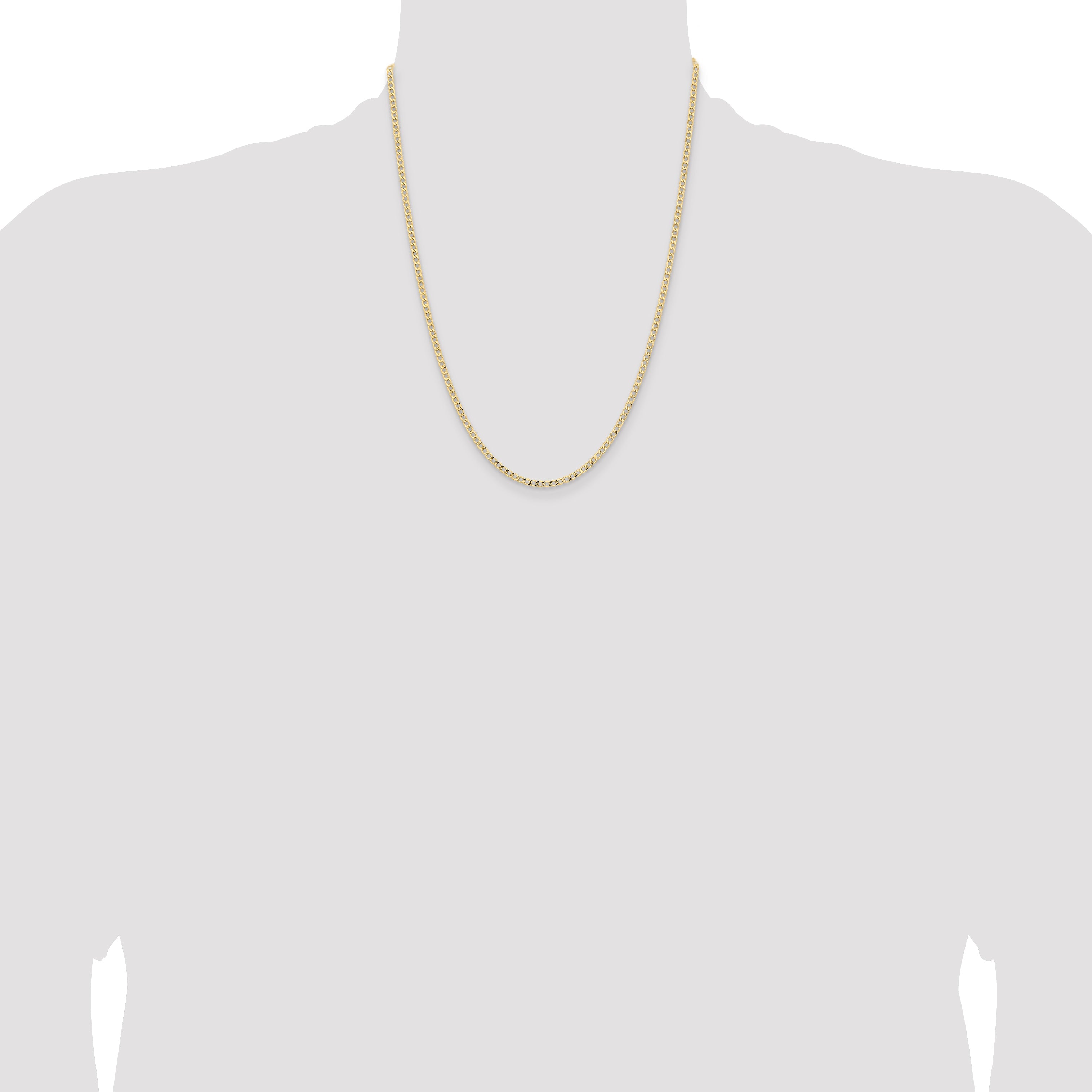 22 Inch 14K Yellow Gold 2.85mm Semi Solid Curb Chain Necklace