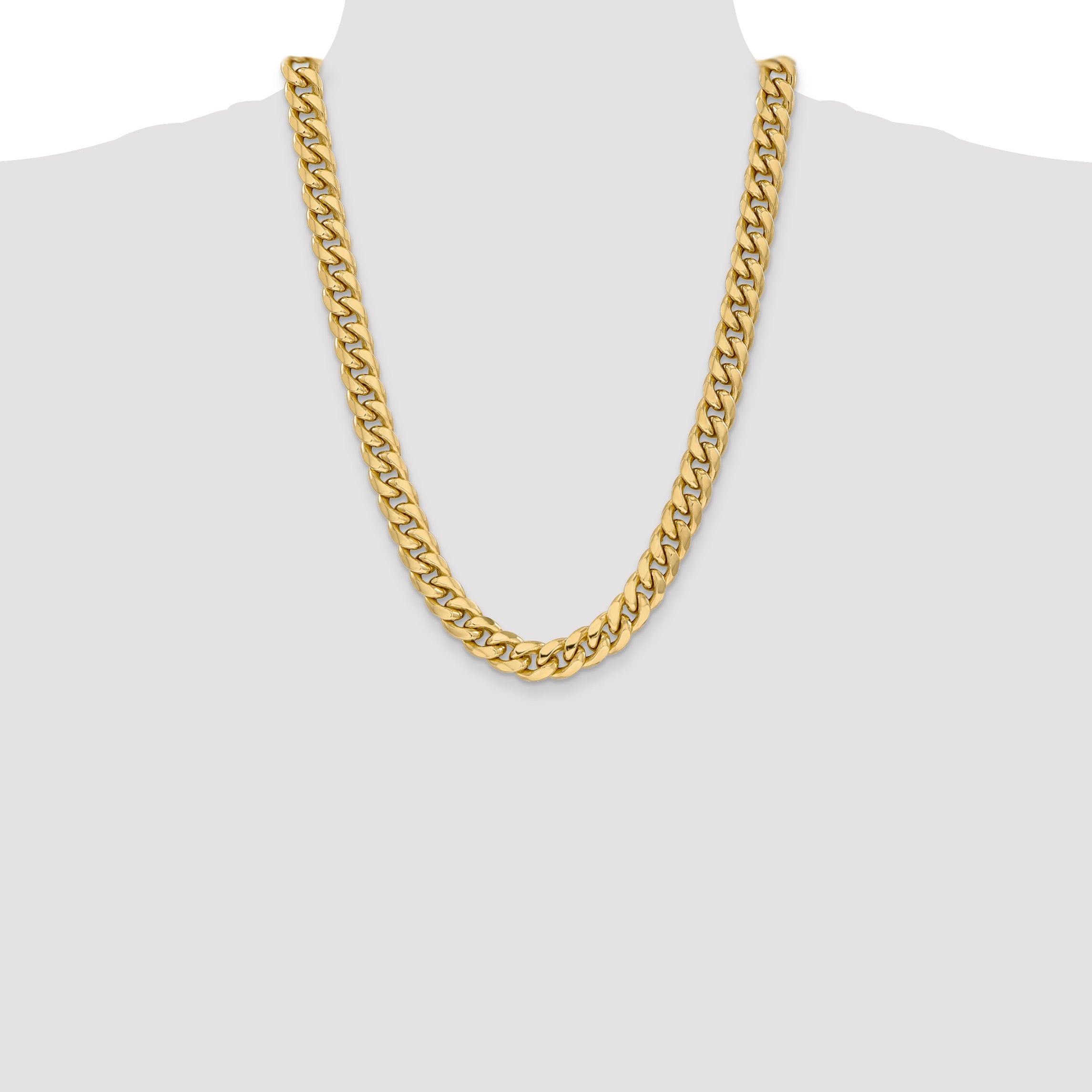 24 Inch 14K Yellow Gold 11mm Semi Solid Miami Cuban Chain Necklace