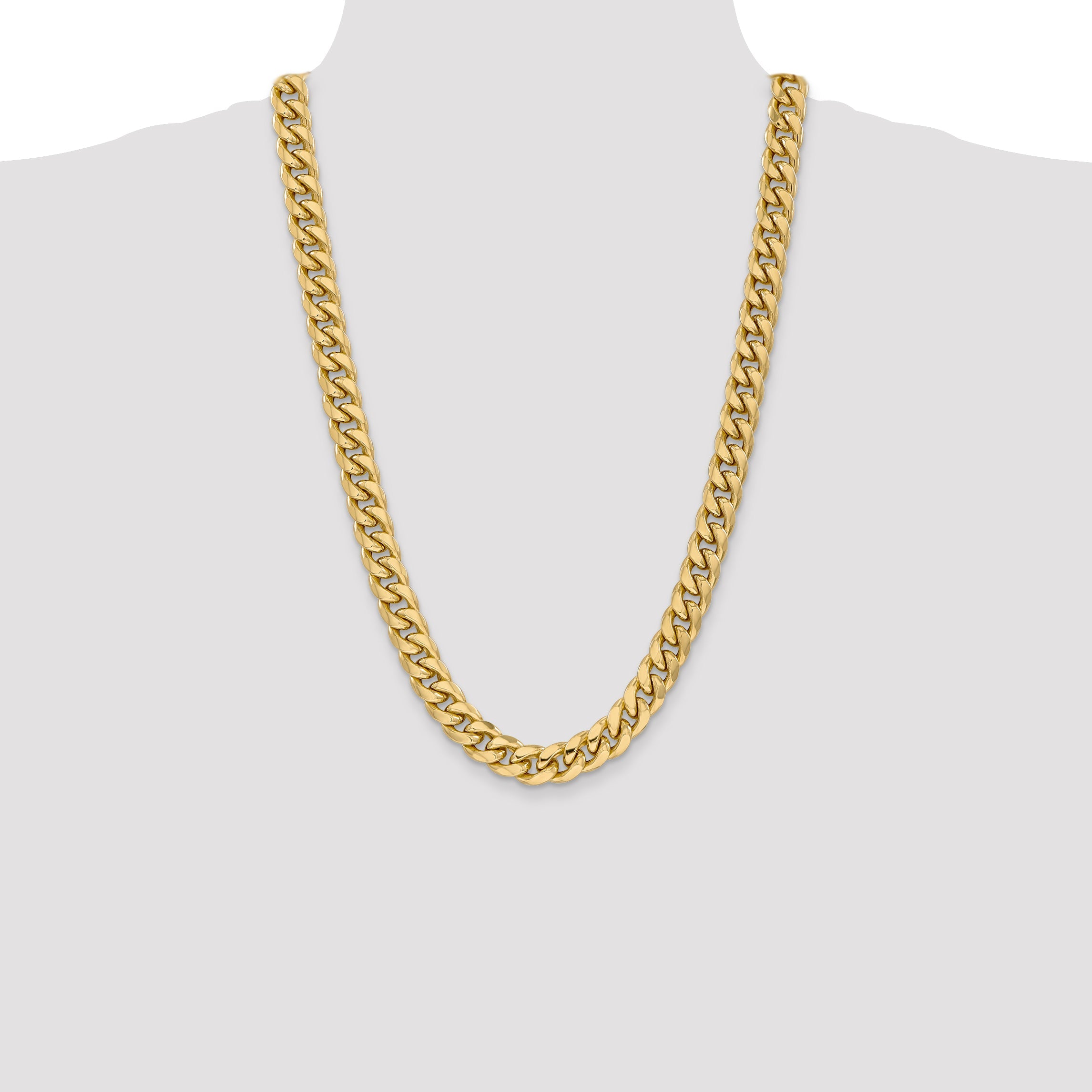 26 Inch 14K Yellow Gold 11mm Semi Solid Miami Cuban Chain Necklace