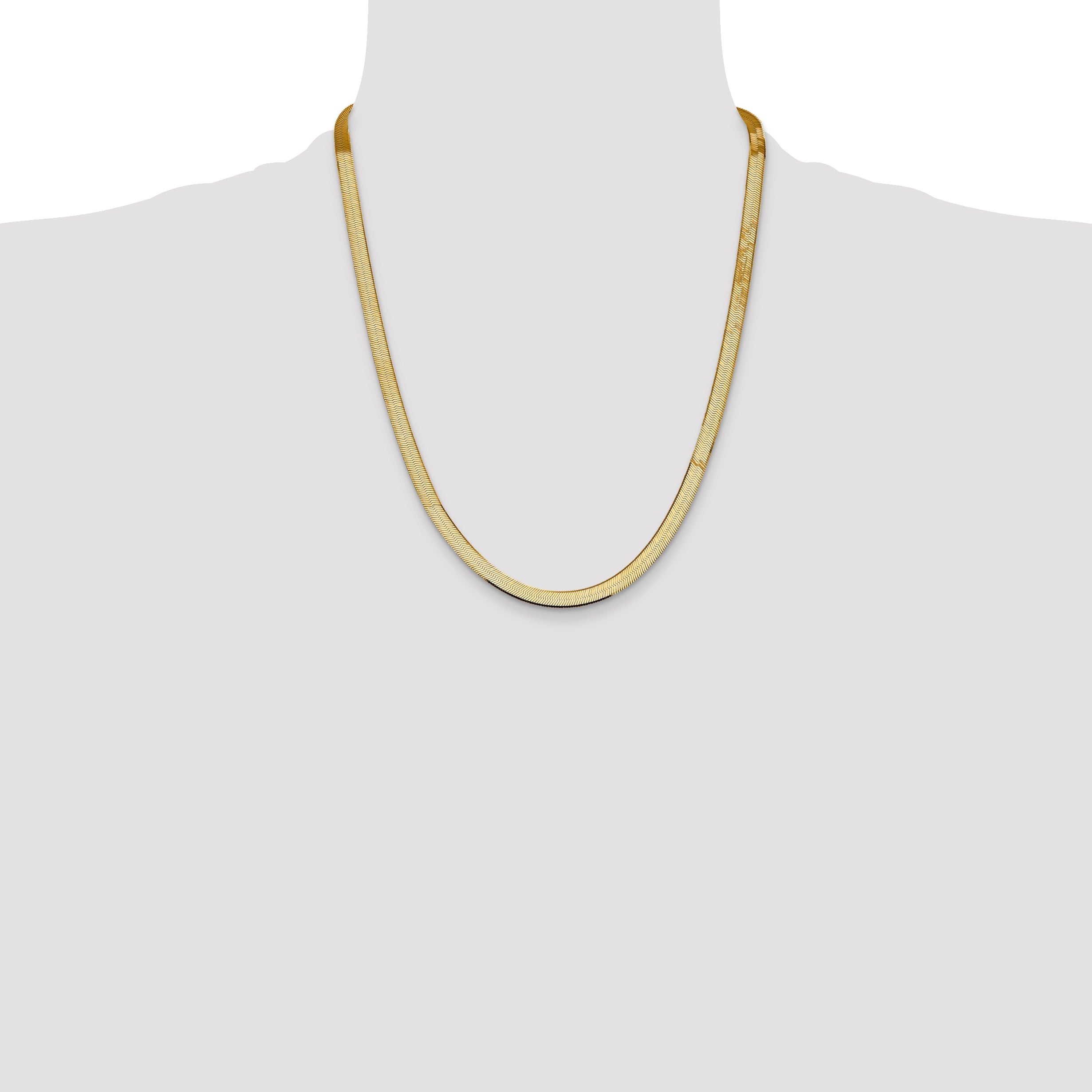22 Inch 14K Yellow Gold 5.5mm Silky Herringbone Chain Necklace